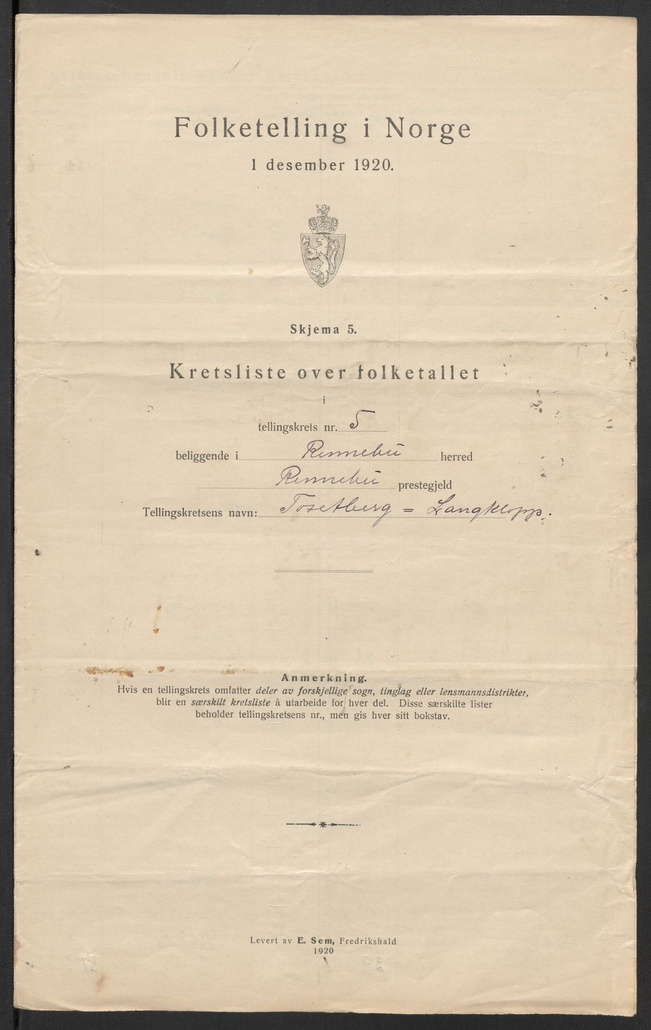 SAT, 1920 census for Rennebu, 1920, p. 21