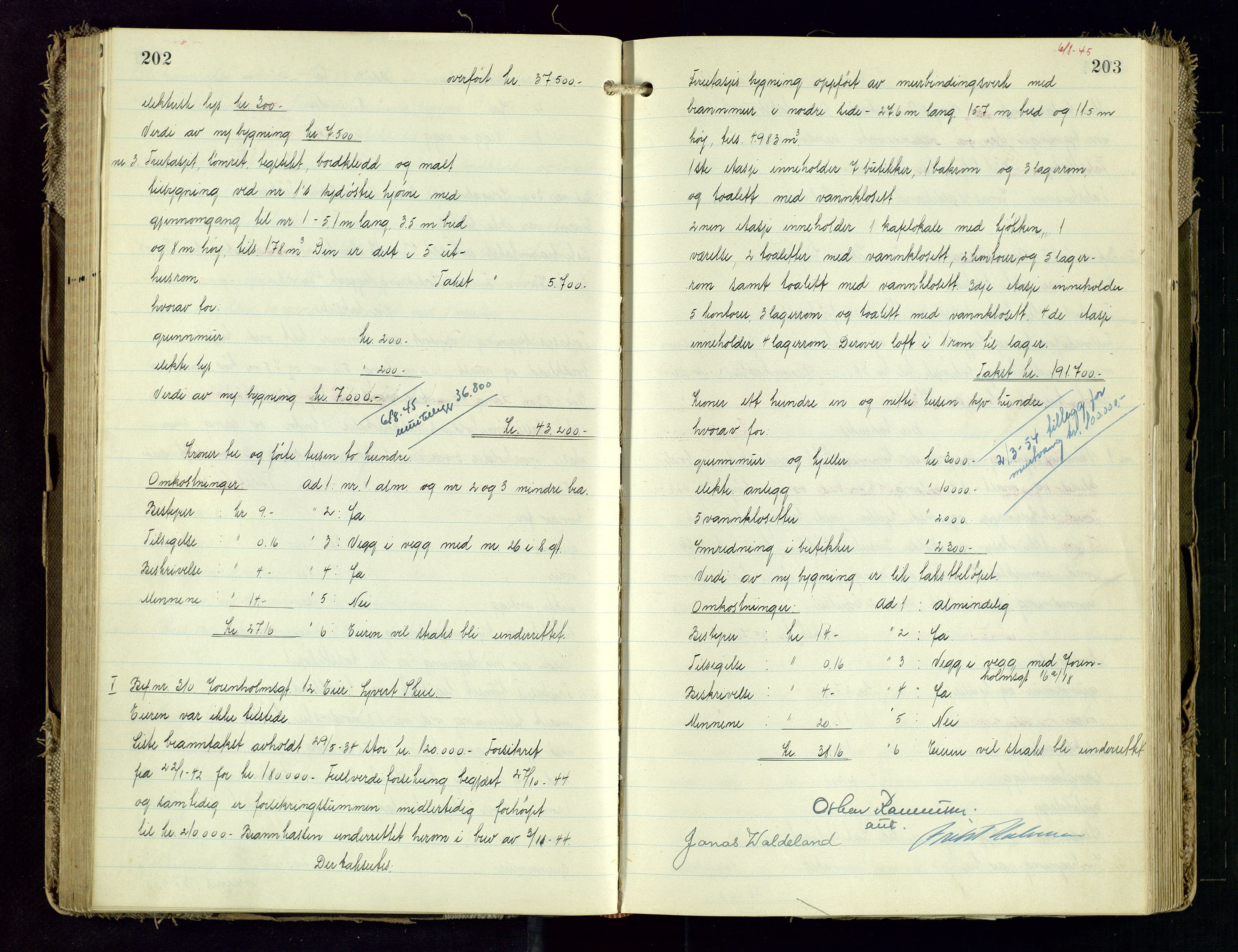 Norges Brannkasse Stavanger, AV/SAST-A-102143/F/Fd/L0031: Branntaksprotokoll nr. 42, 1945-1946, p. 202-203