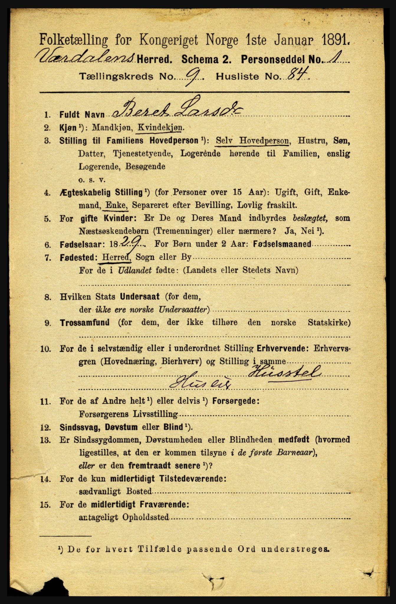 RA, 1891 census for 1721 Verdal, 1891, p. 5540