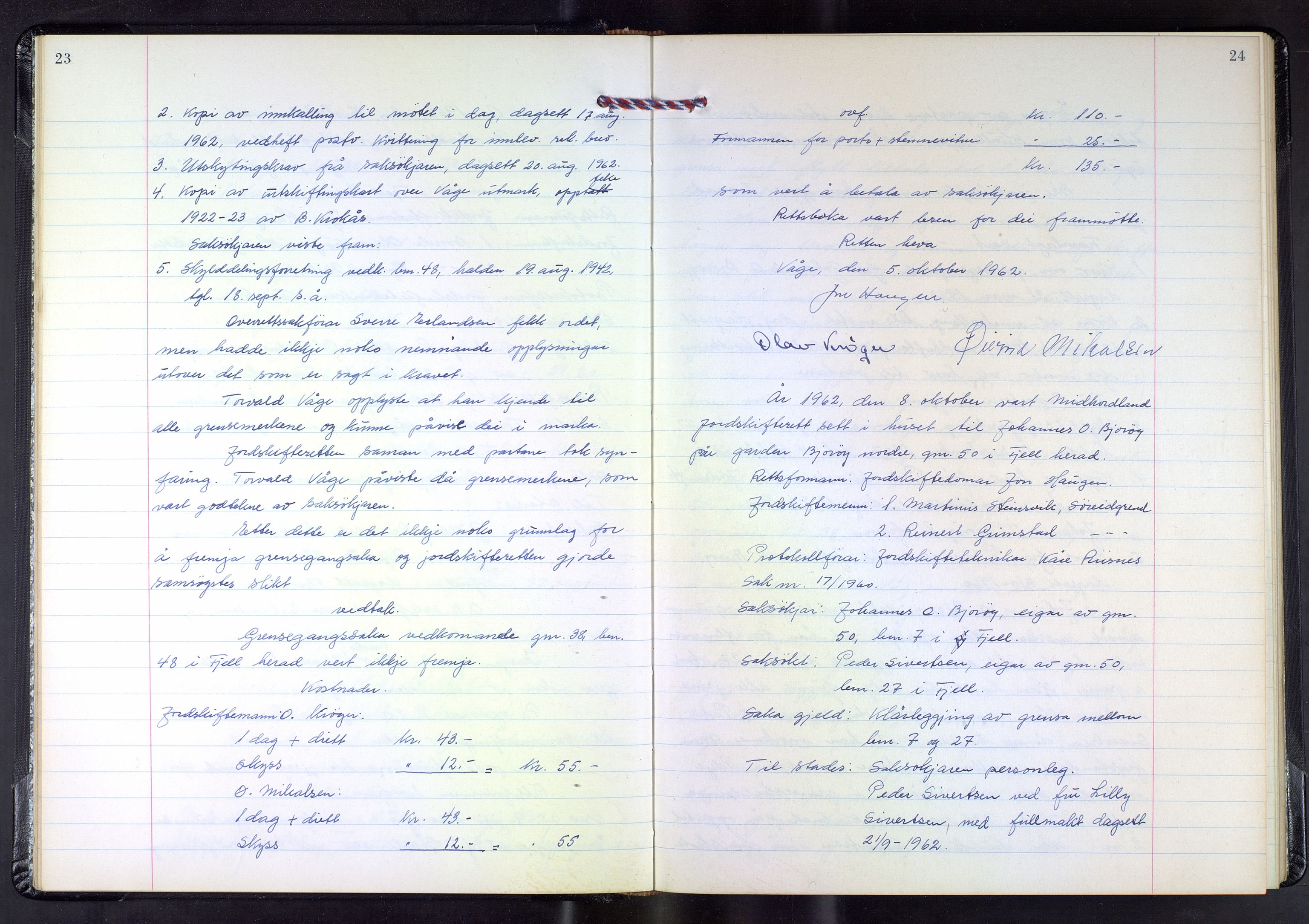 Hordaland jordskiftedøme - III Midhordland jordskiftedistrikt, AV/SAB-A-7001/A/Aa/L0035: Forhandlingsprotokoll, 1962-1969, p. 23-24