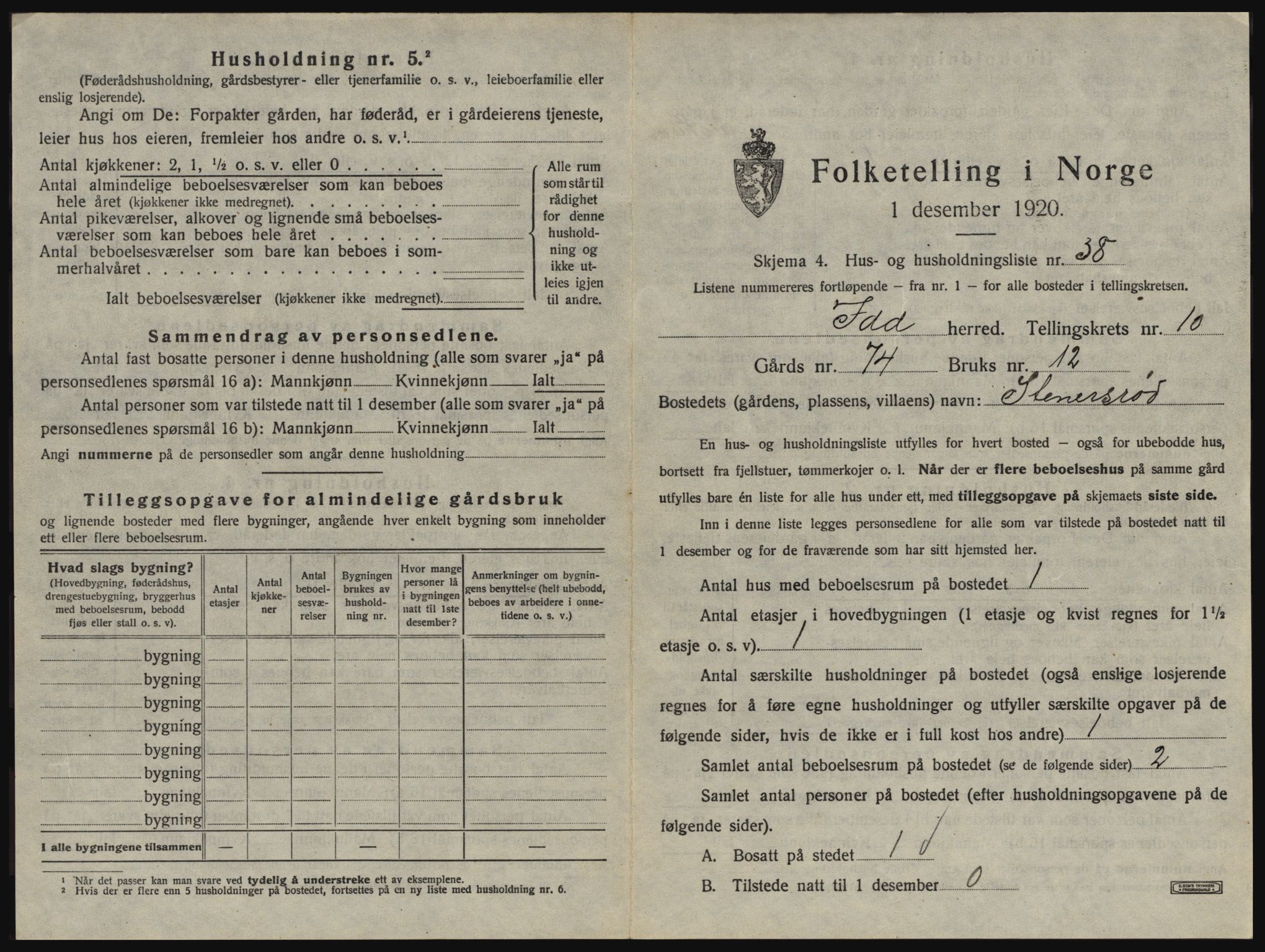 SAO, 1920 census for Idd, 1920, p. 1408