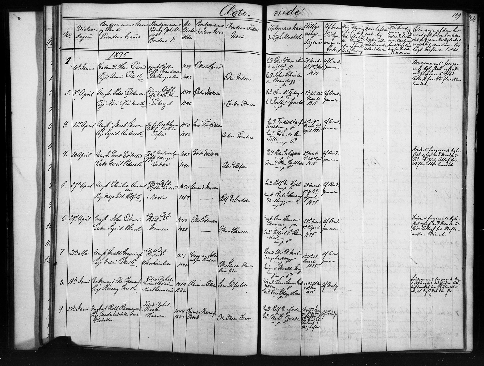 Skjåk prestekontor, SAH/PREST-072/H/Ha/Hab/L0001: Parish register (copy) no. 1, 1865-1893, p. 169