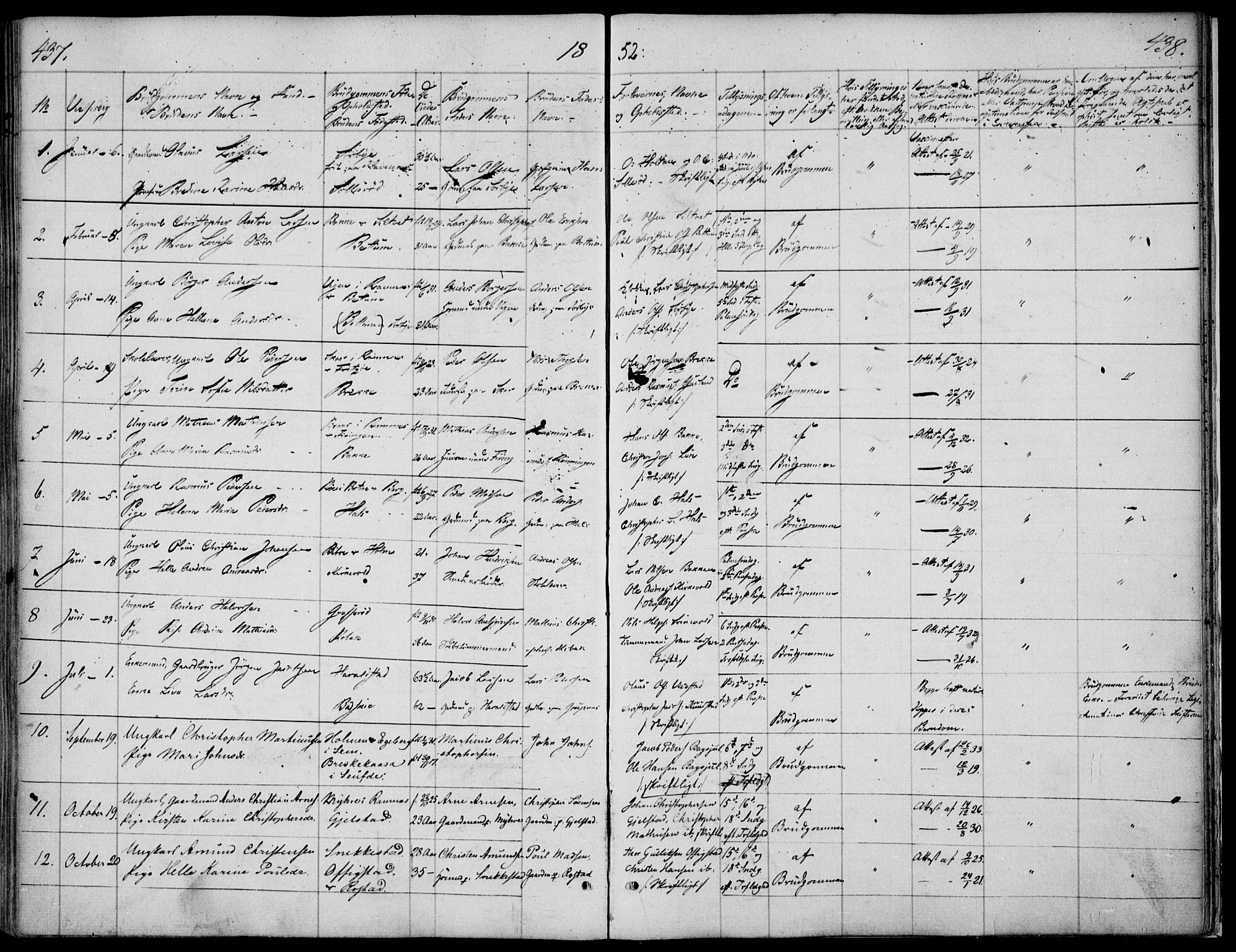 Våle kirkebøker, AV/SAKO-A-334/F/Fa/L0009a: Parish register (official) no. I 9A, 1839-1860, p. 437-438