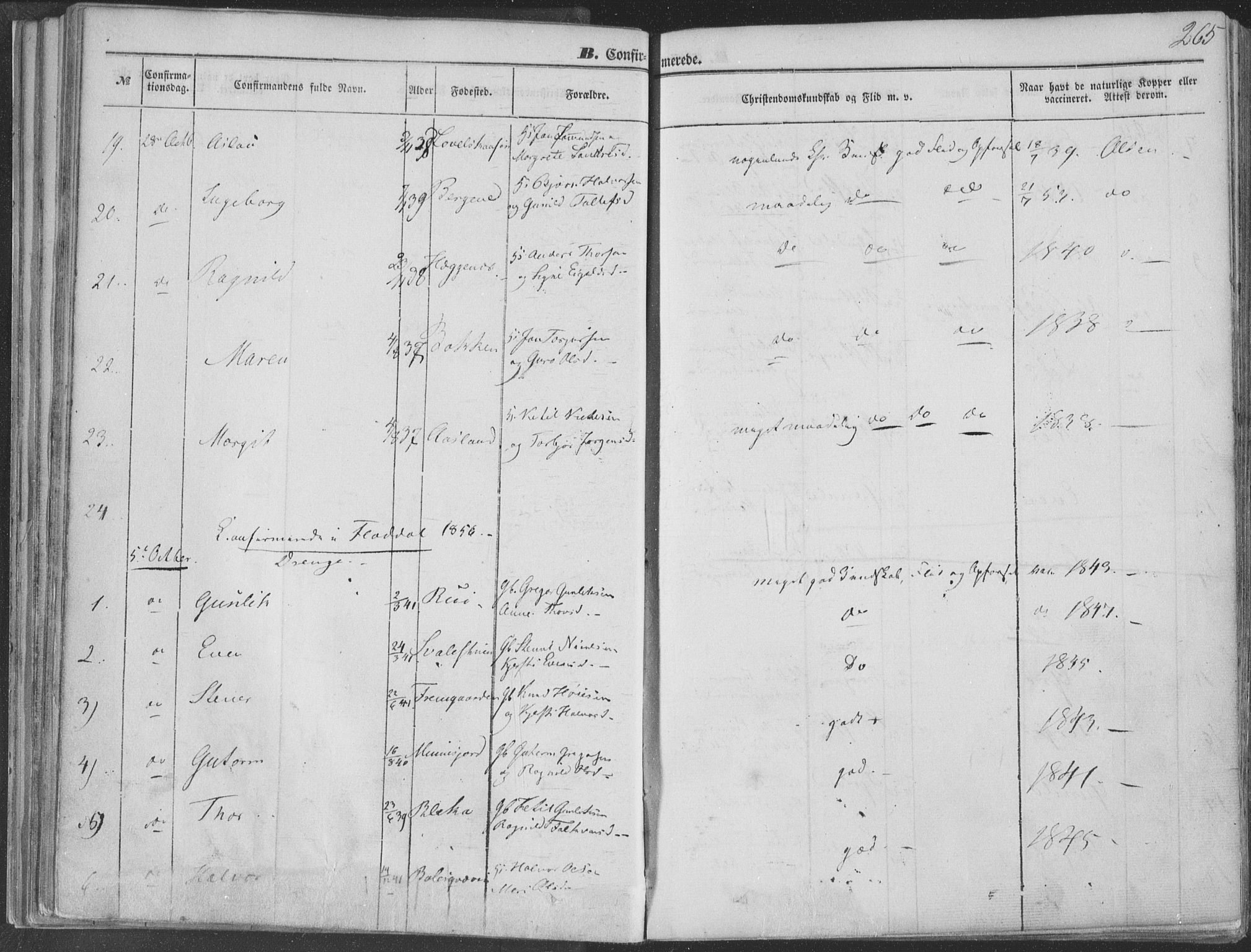 Seljord kirkebøker, SAKO/A-20/F/Fa/L012b: Parish register (official) no. I 12B, 1850-1865, p. 265