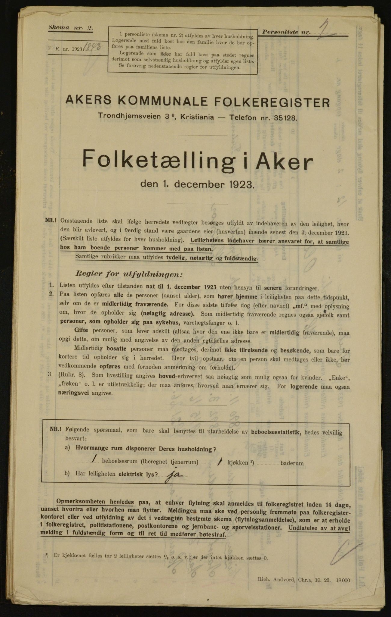 , Municipal Census 1923 for Aker, 1923, p. 34232