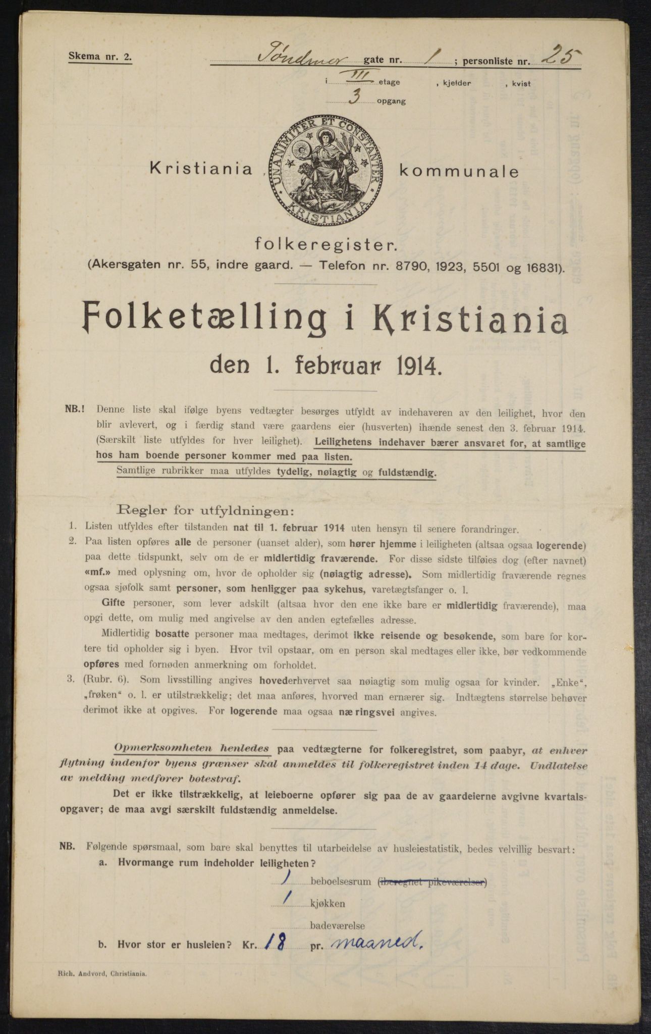 OBA, Municipal Census 1914 for Kristiania, 1914, p. 105371