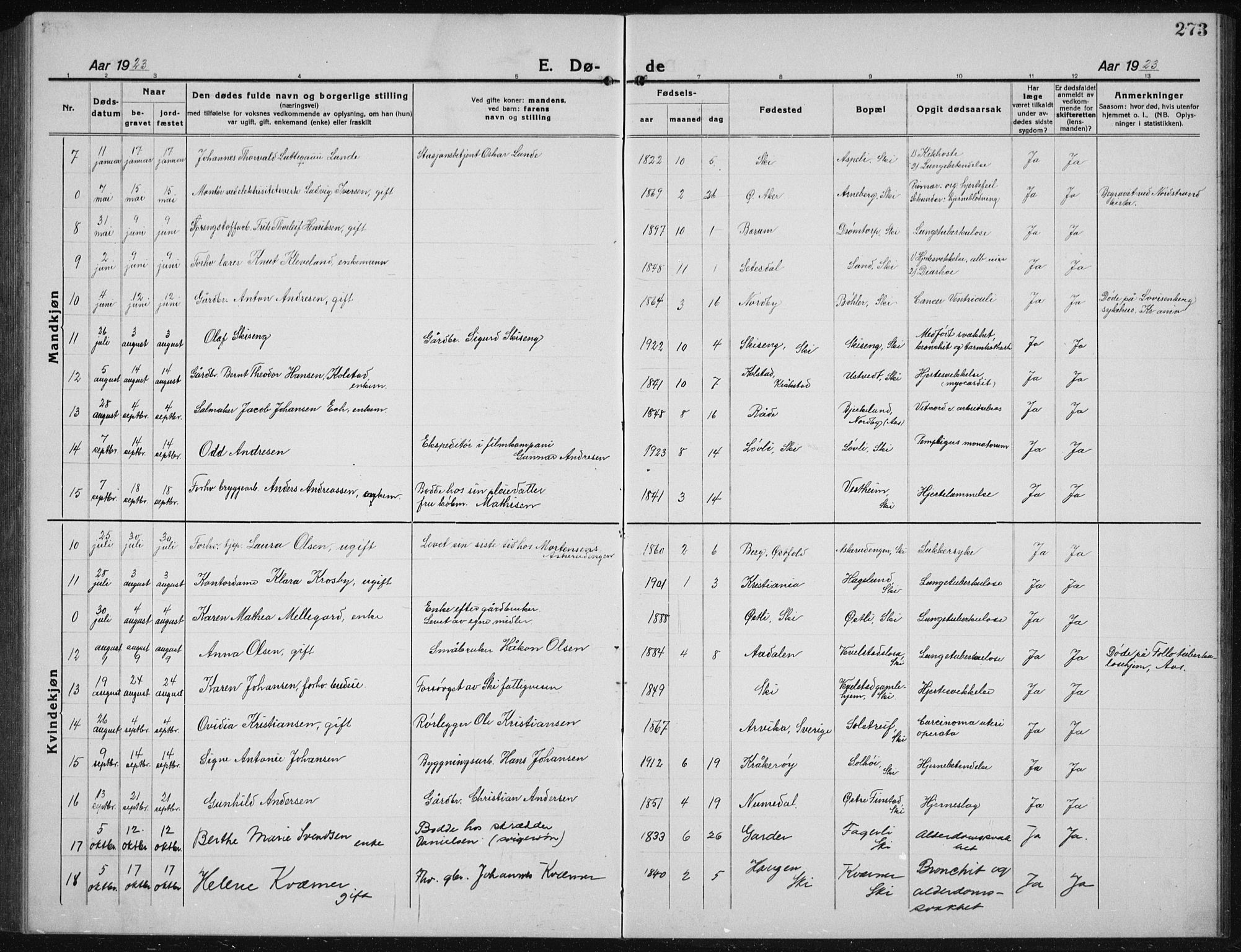 Kråkstad prestekontor Kirkebøker, AV/SAO-A-10125a/G/Gb/L0002: Parish register (copy) no. II 2, 1921-1941, p. 273