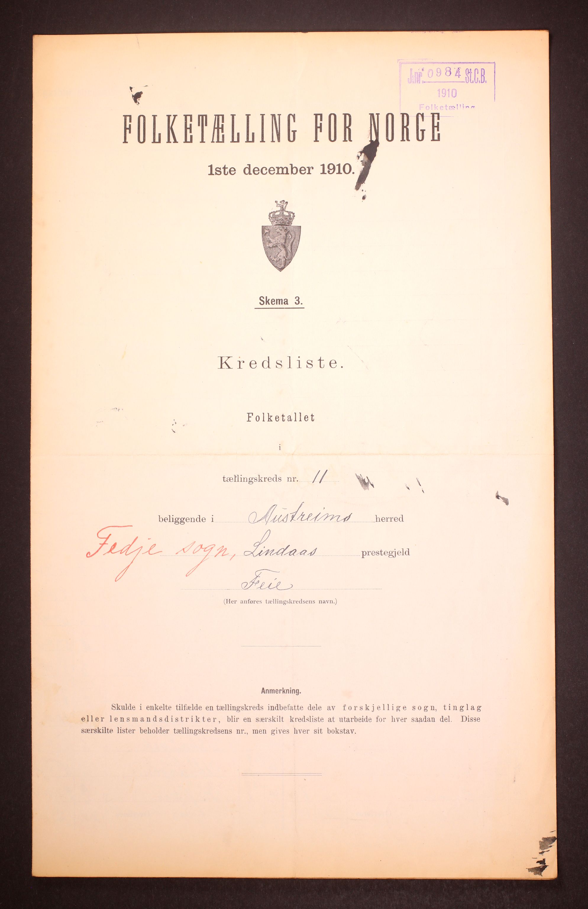 RA, 1910 census for Austrheim, 1910, p. 32