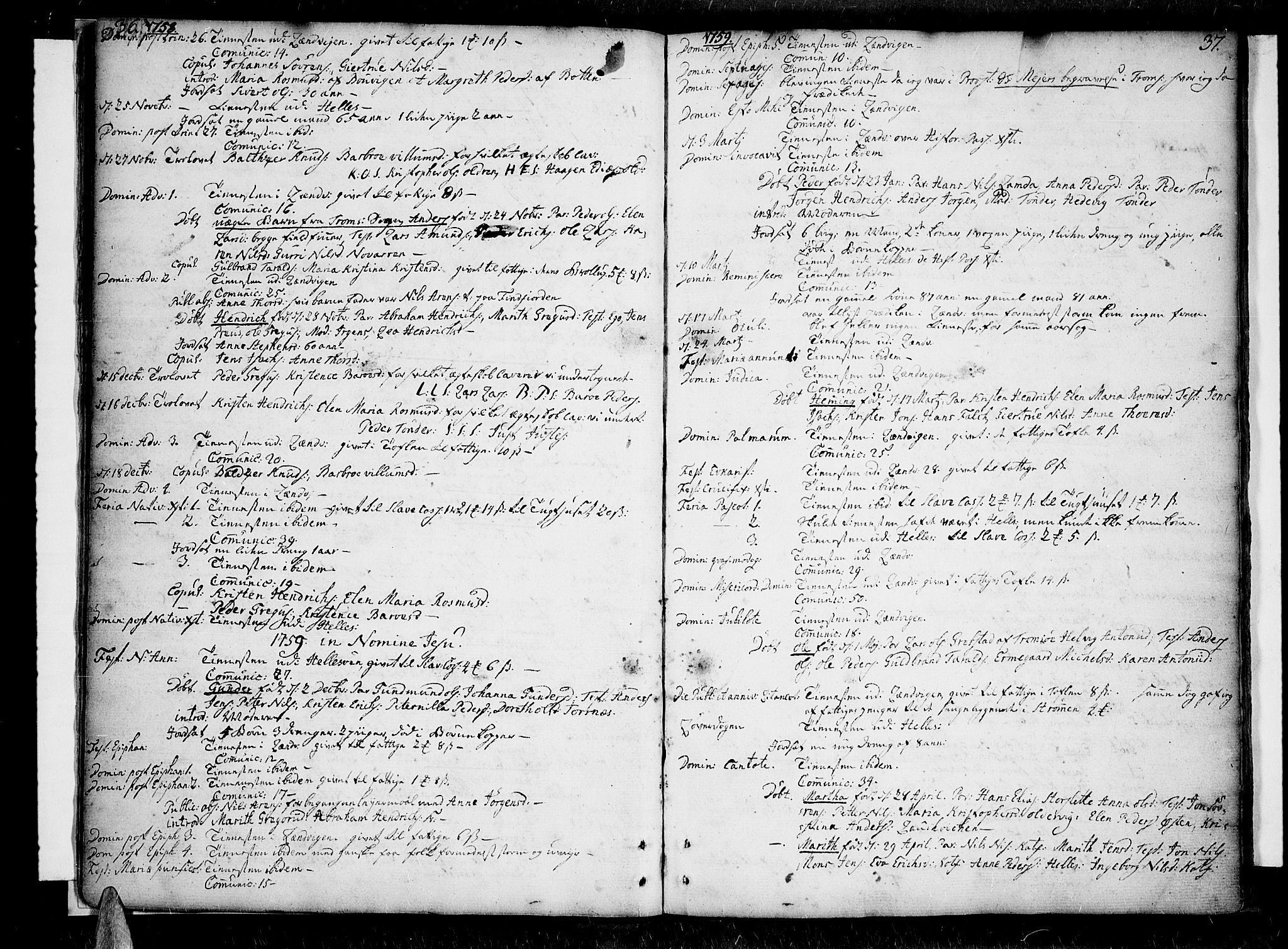Lenvik sokneprestembete, AV/SATØ-S-1310/H/Ha/Haa/L0001kirke: Parish register (official) no. 1, 1753-1783, p. 36-37