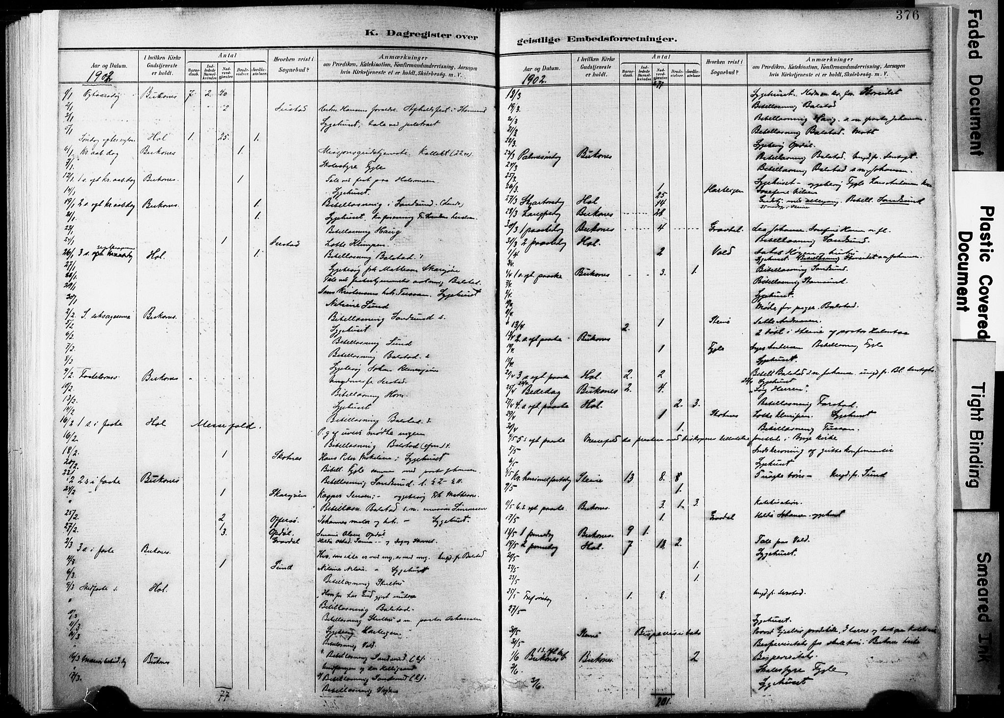 Ministerialprotokoller, klokkerbøker og fødselsregistre - Nordland, AV/SAT-A-1459/881/L1151: Parish register (official) no. 881A04, 1899-1907, p. 376