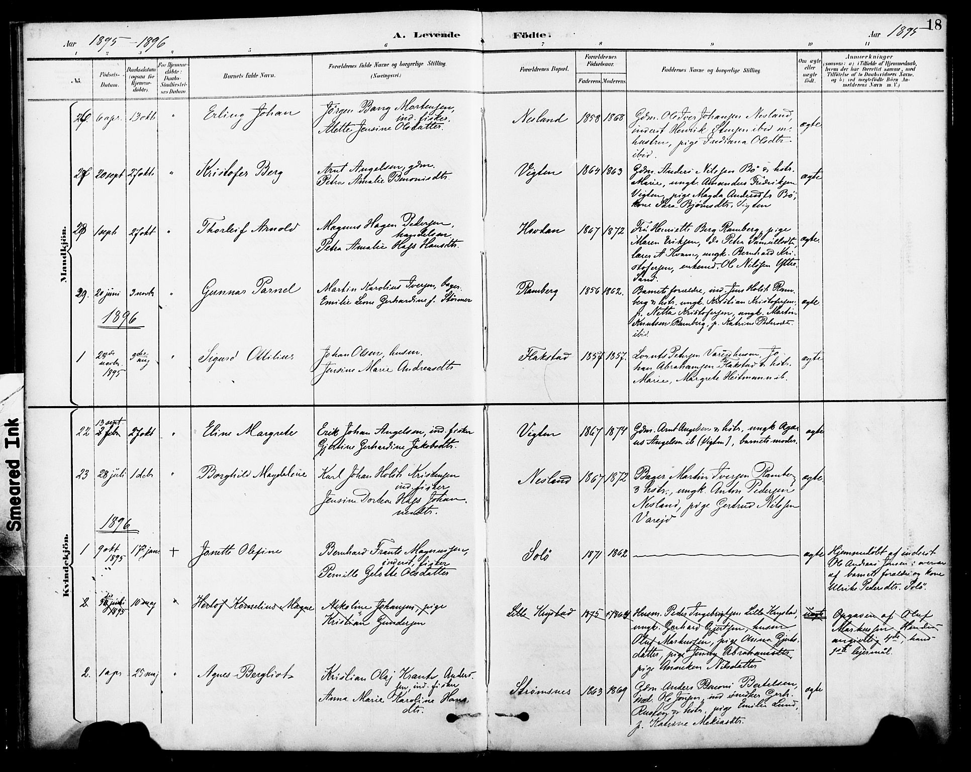 Ministerialprotokoller, klokkerbøker og fødselsregistre - Nordland, SAT/A-1459/885/L1205: Parish register (official) no. 885A06, 1892-1905, p. 18