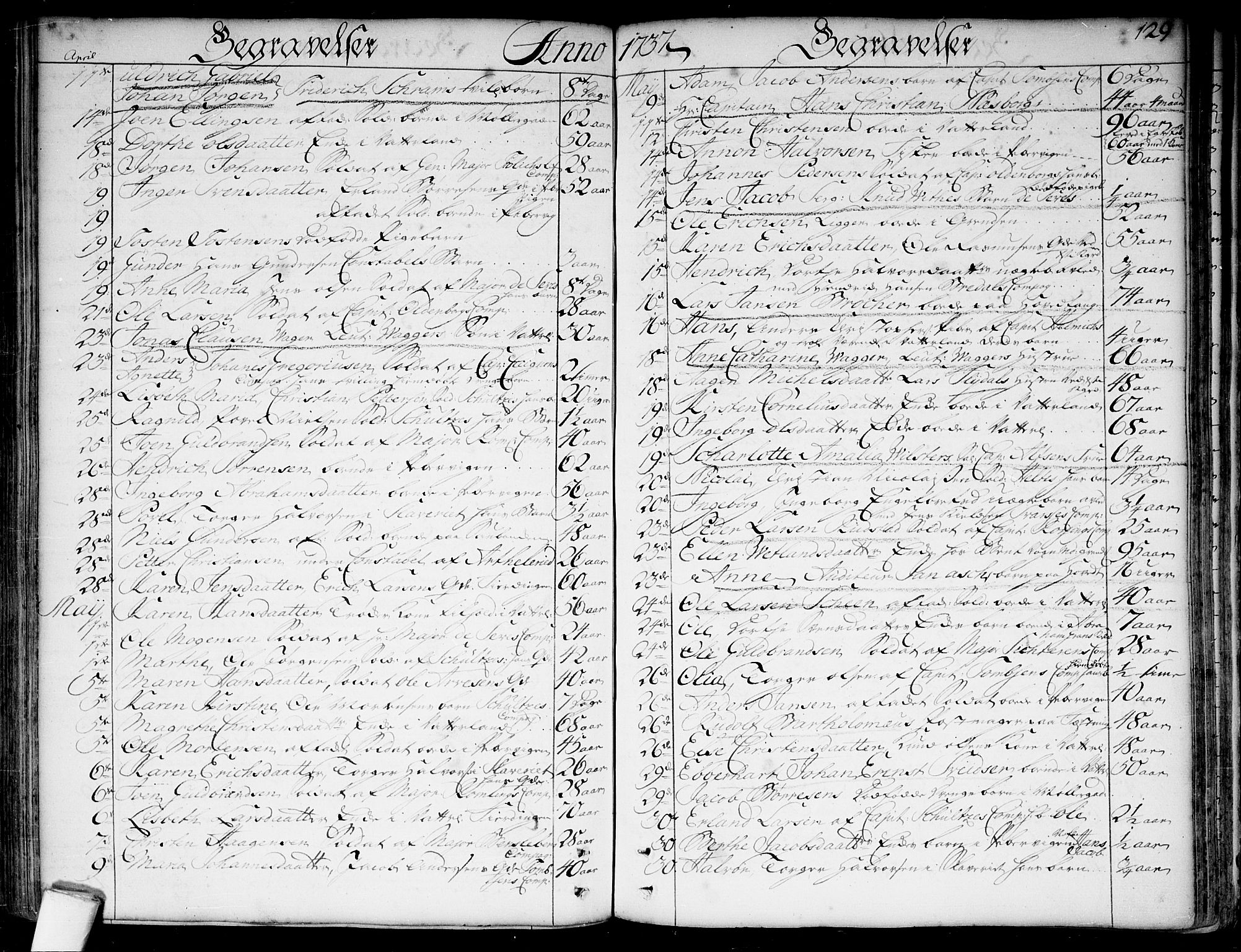 Garnisonsmenigheten Kirkebøker, AV/SAO-A-10846/F/Fa/L0001: Parish register (official) no. 1, 1734-1756, p. 129