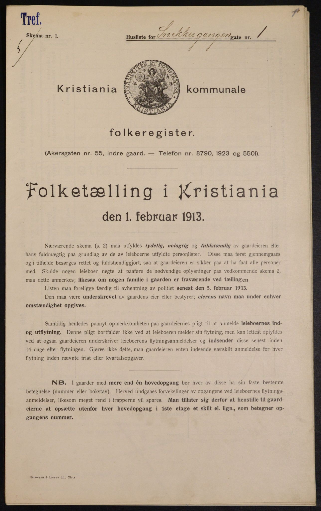 OBA, Municipal Census 1913 for Kristiania, 1913, p. 97950