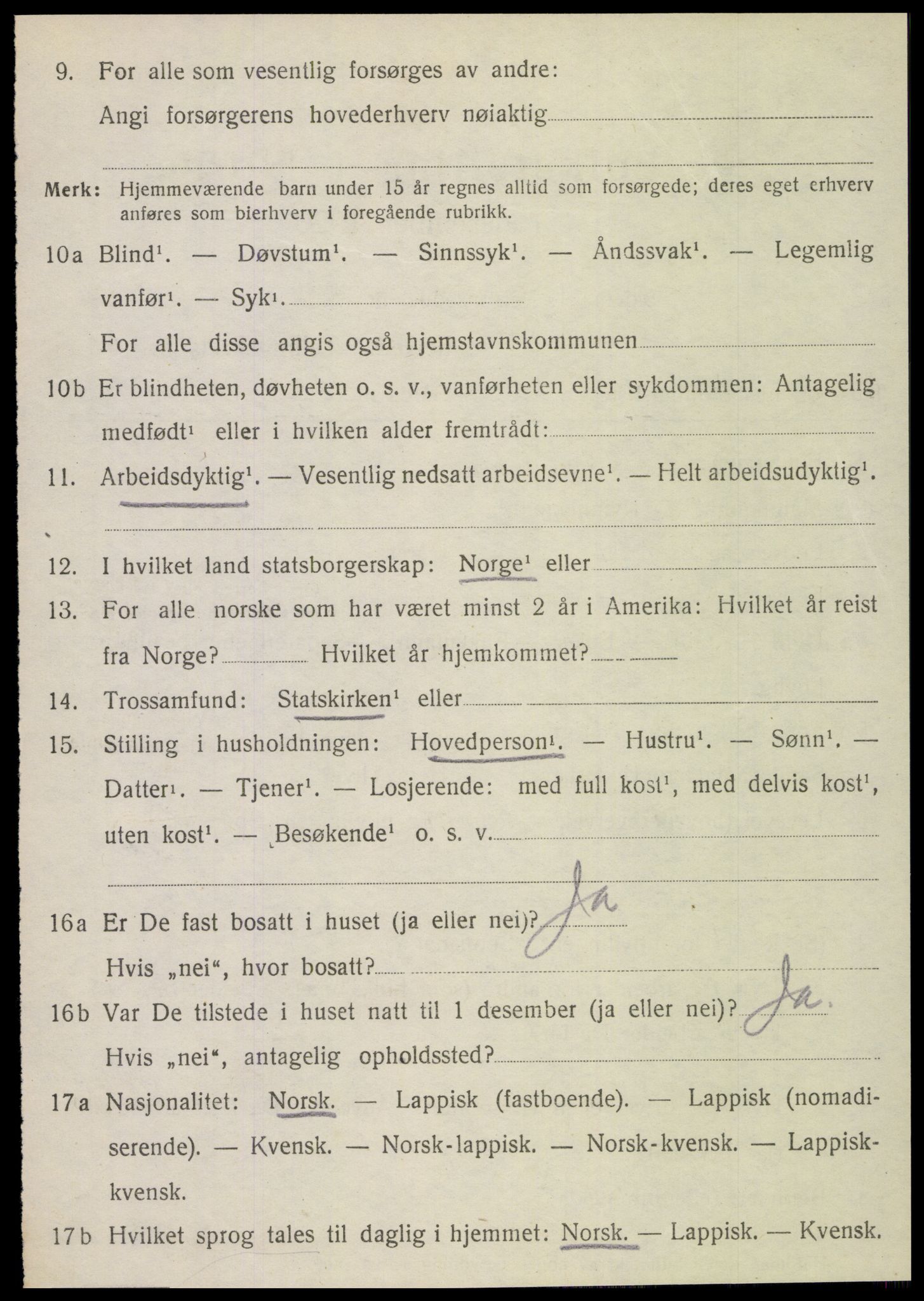 SAT, 1920 census for Stamnes, 1920, p. 1465