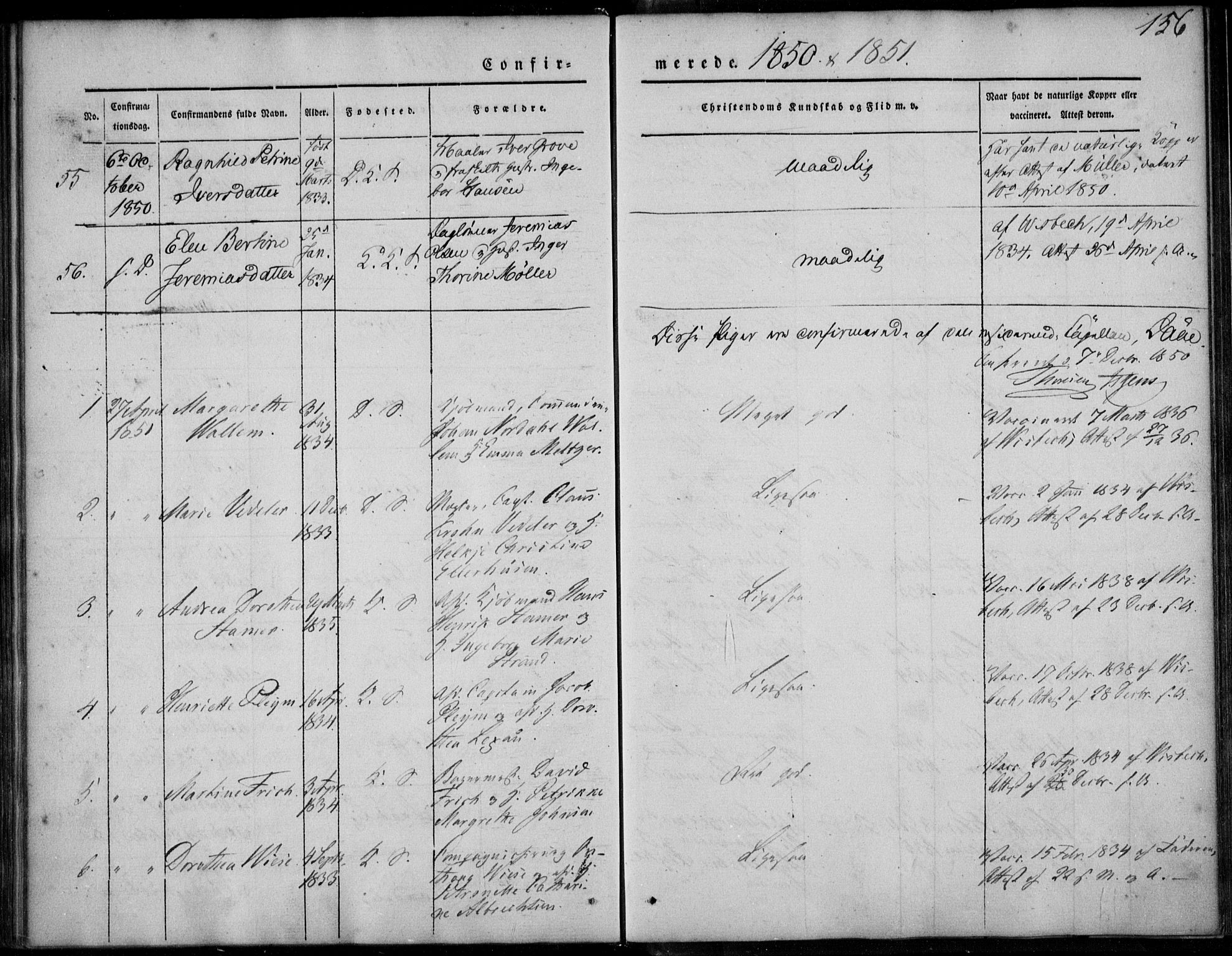 Korskirken sokneprestembete, SAB/A-76101/H/Haa/L0026: Parish register (official) no. C 2, 1842-1854, p. 156
