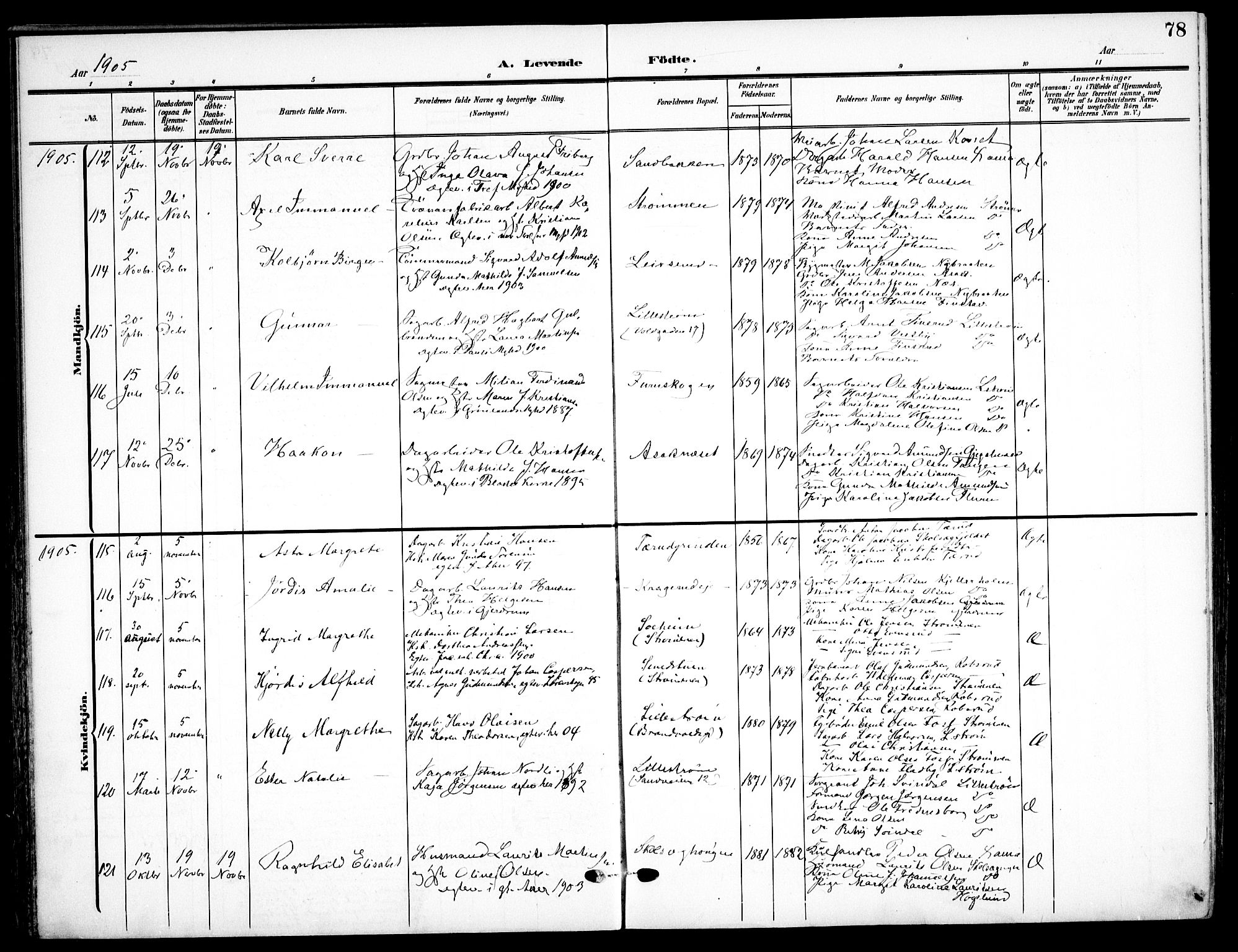 Skedsmo prestekontor Kirkebøker, SAO/A-10033a/F/Fa/L0015: Parish register (official) no. I 15, 1902-1917, p. 78