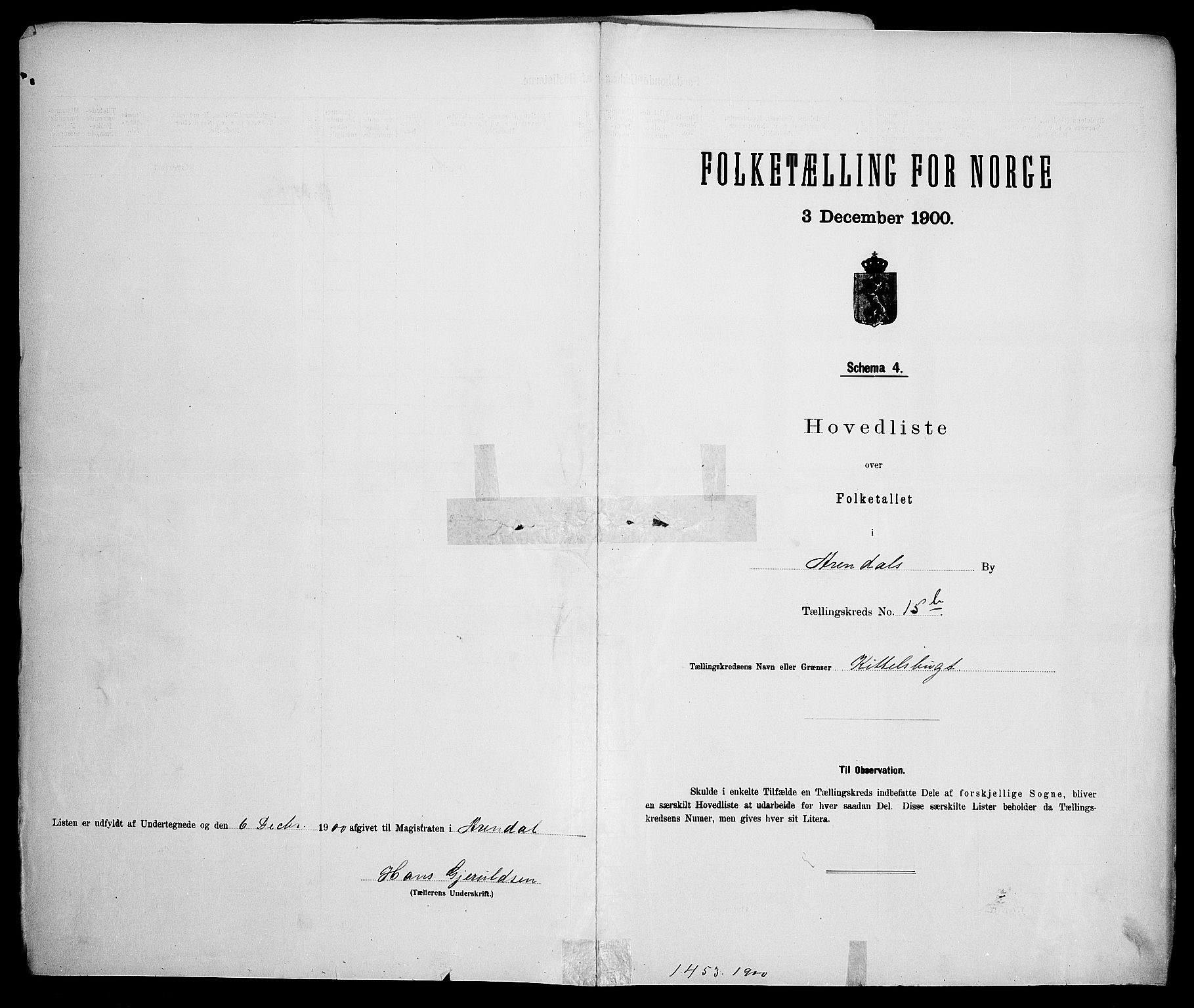 SAK, 1900 census for Arendal, 1900, p. 57