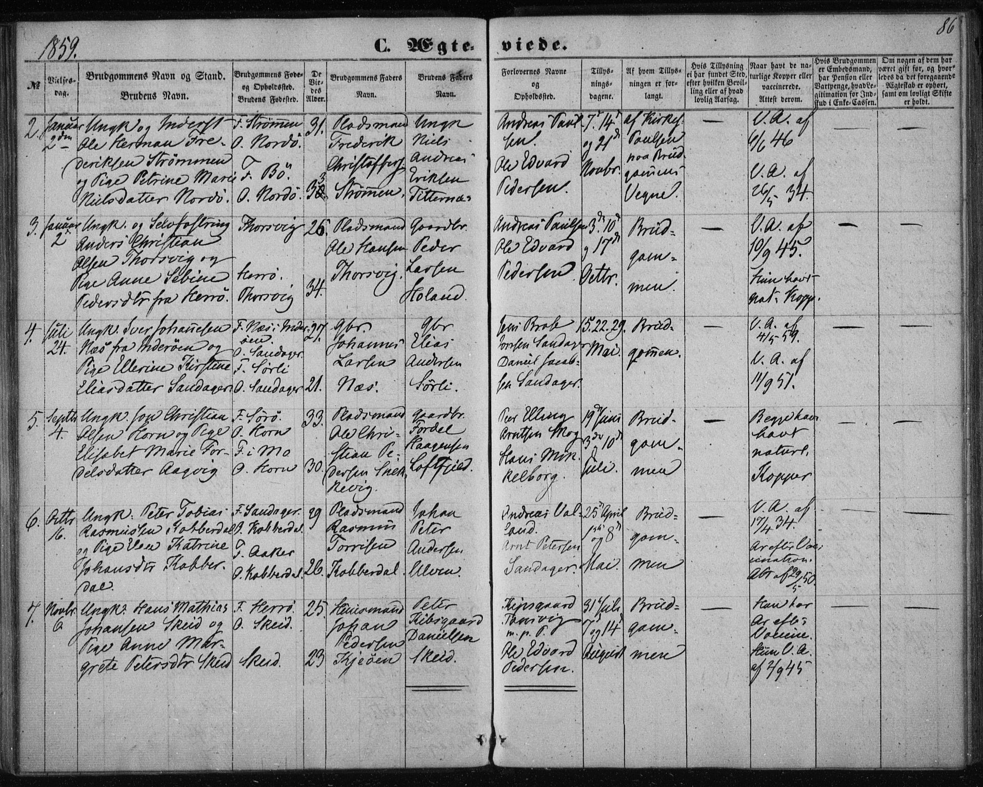 Ministerialprotokoller, klokkerbøker og fødselsregistre - Nordland, AV/SAT-A-1459/835/L0523: Parish register (official) no. 835A01, 1855-1865, p. 86