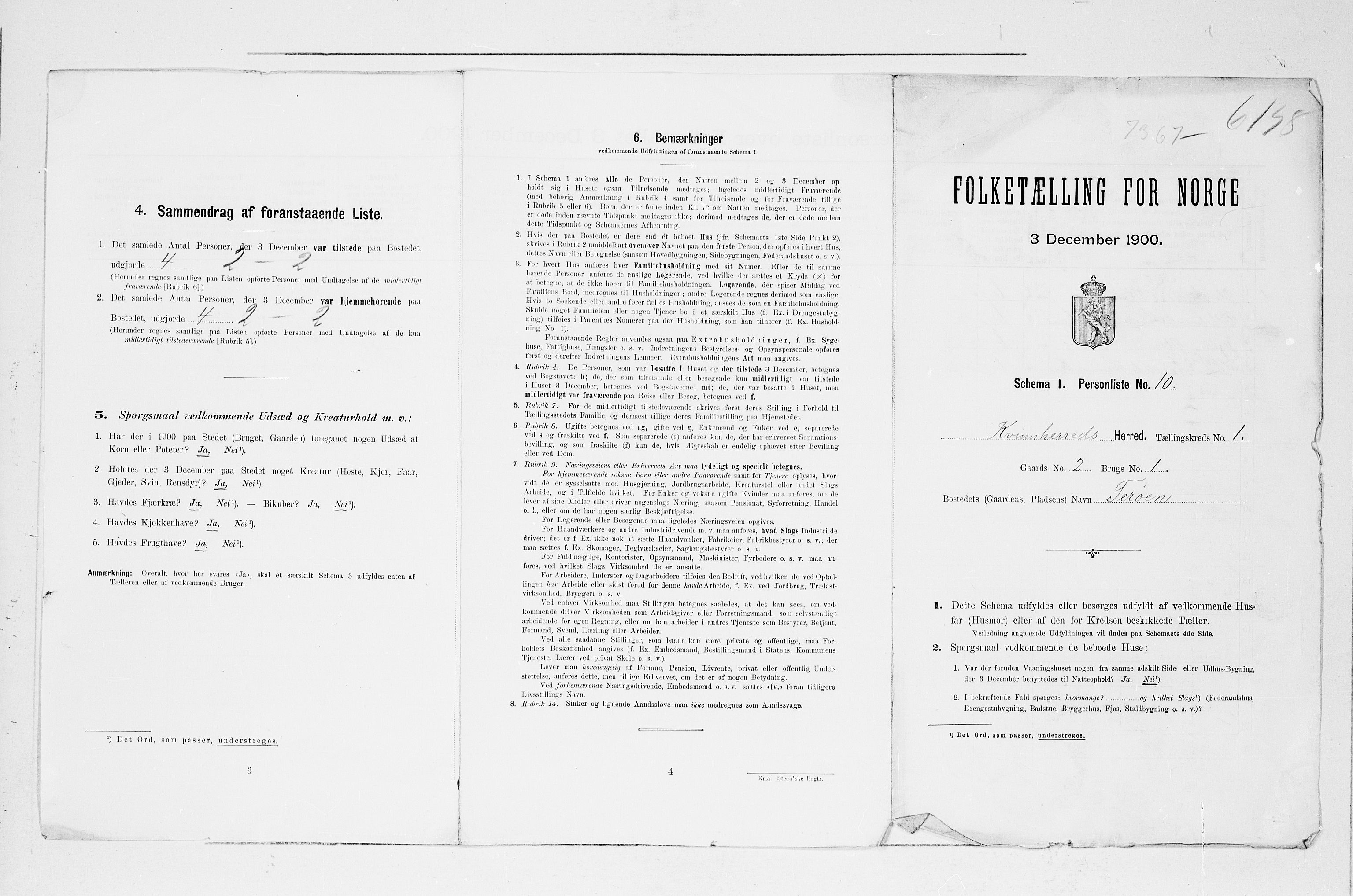 SAB, 1900 census for Kvinnherad, 1900, p. 57