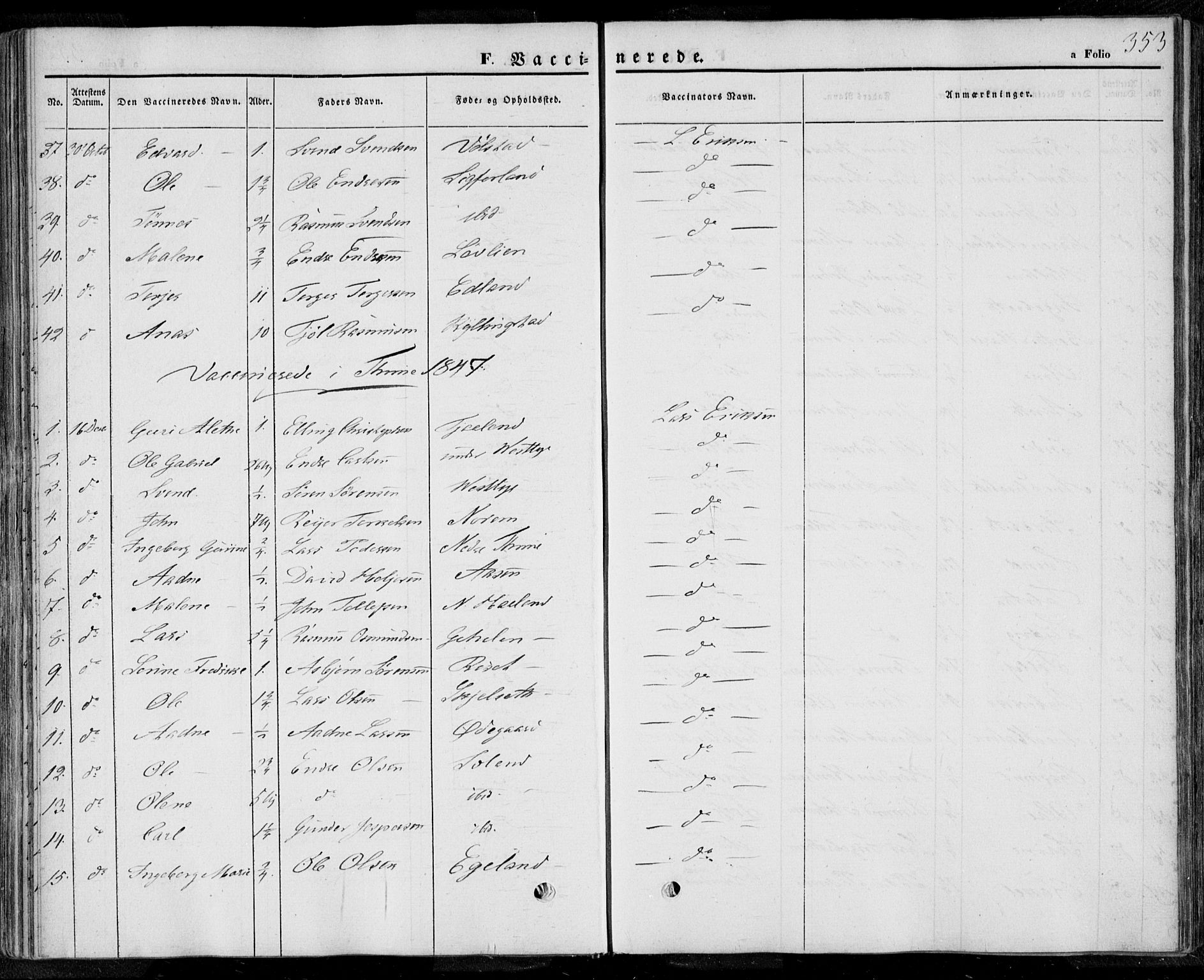 Lye sokneprestkontor, AV/SAST-A-101794/001/30BA/L0006: Parish register (official) no. A 5.2, 1842-1855, p. 353