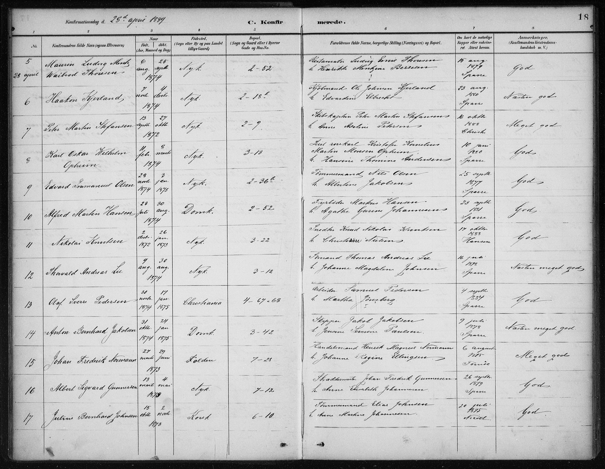 Nykirken Sokneprestembete, AV/SAB-A-77101/H/Haa/L0027: Parish register (official) no. C 6, 1886-1913, p. 18