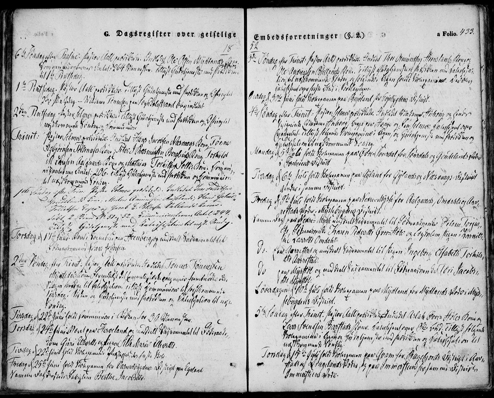 Sokndal sokneprestkontor, AV/SAST-A-101808: Parish register (official) no. A 8.2, 1842-1857, p. 433