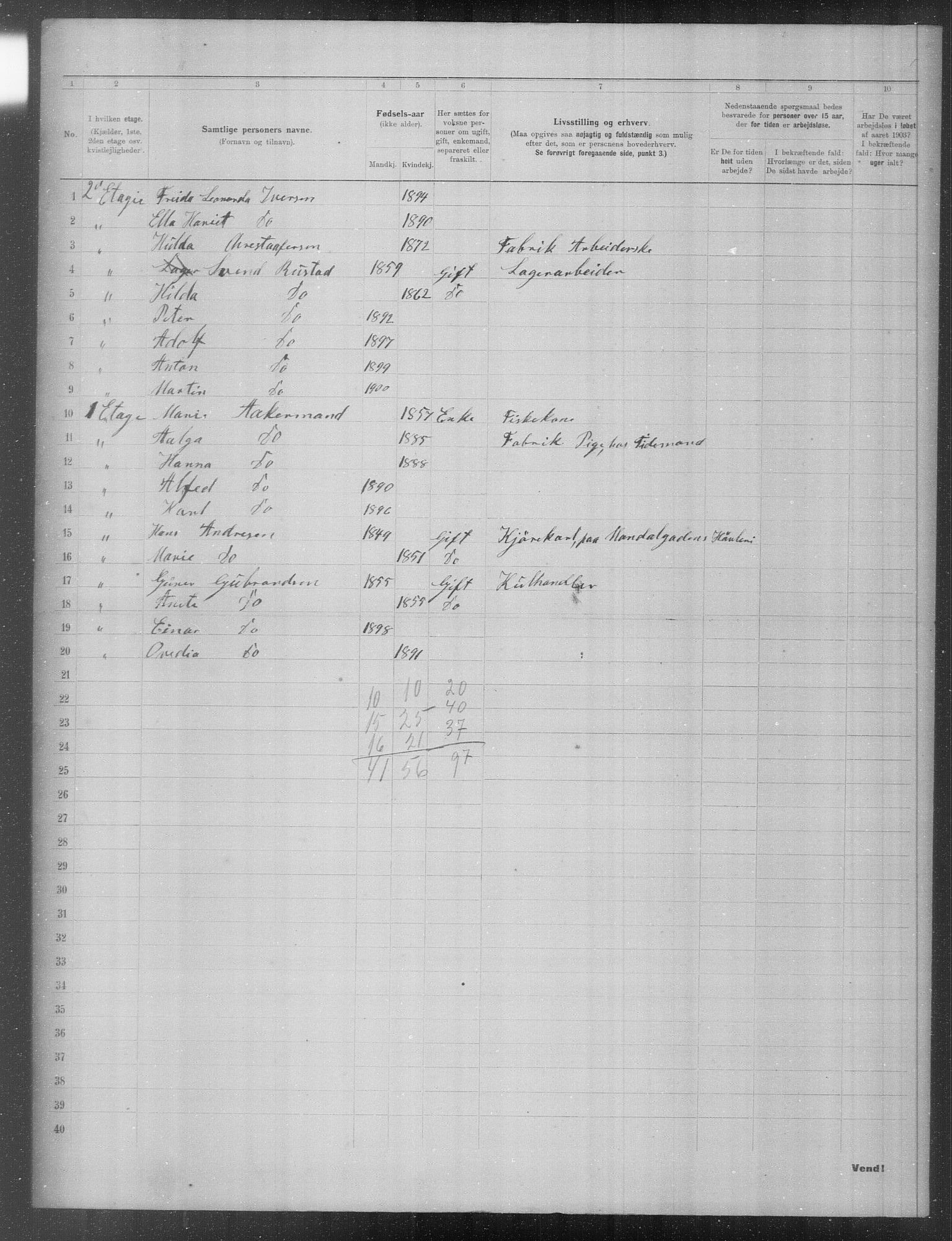 OBA, Municipal Census 1903 for Kristiania, 1903, p. 20657