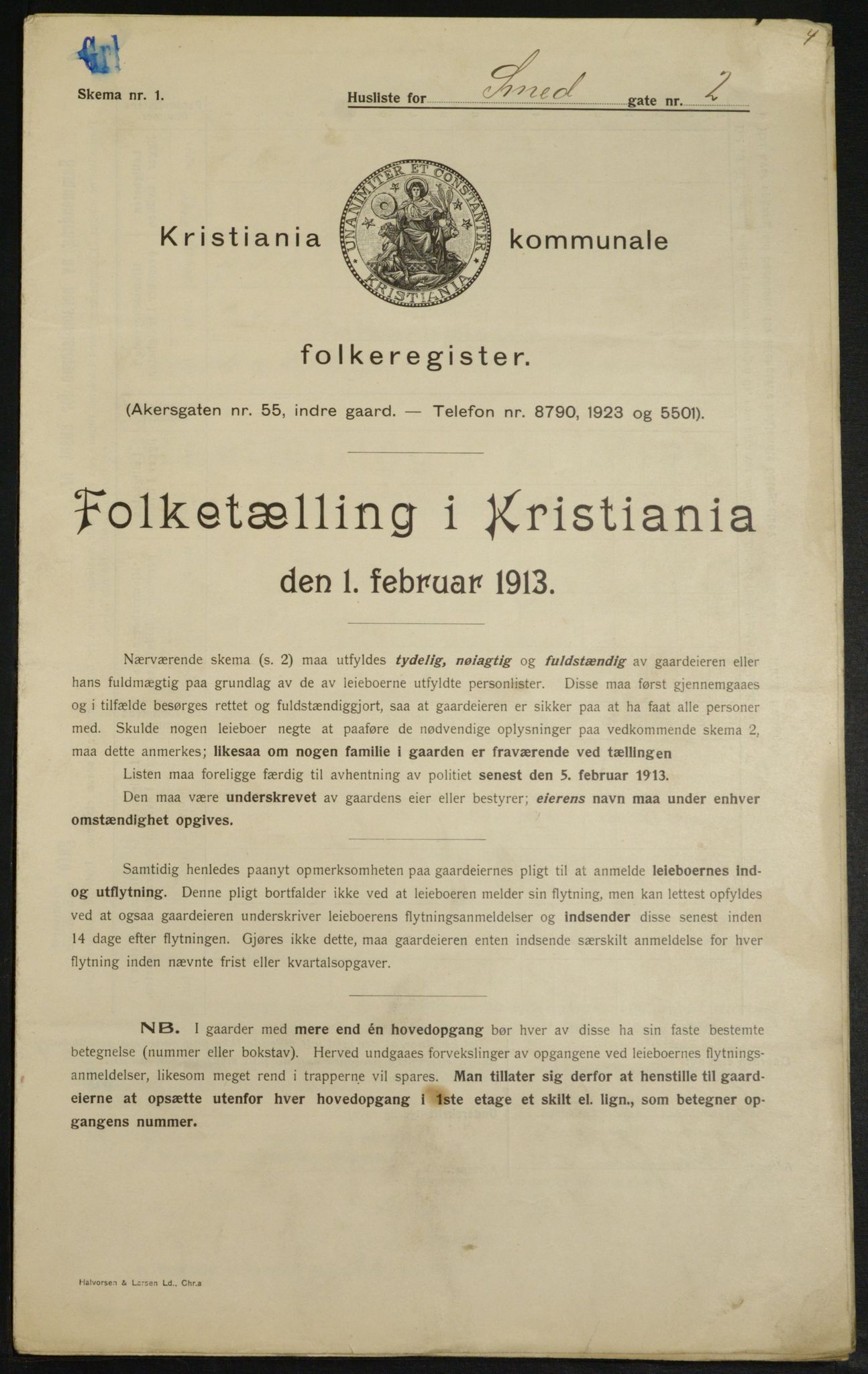 OBA, Municipal Census 1913 for Kristiania, 1913, p. 97117