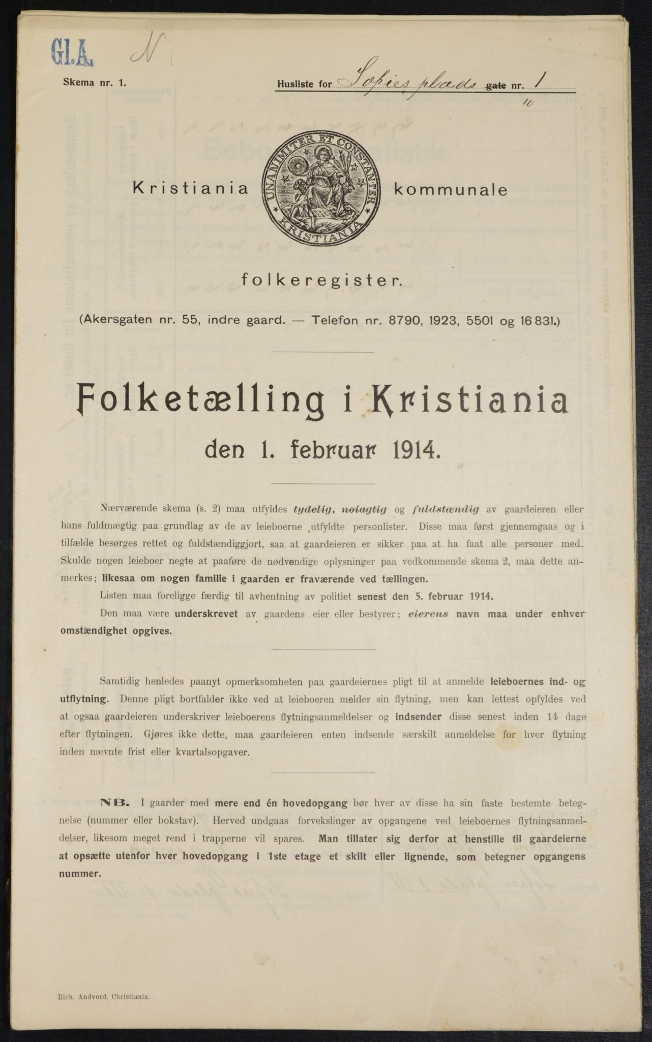 OBA, Municipal Census 1914 for Kristiania, 1914, p. 99202