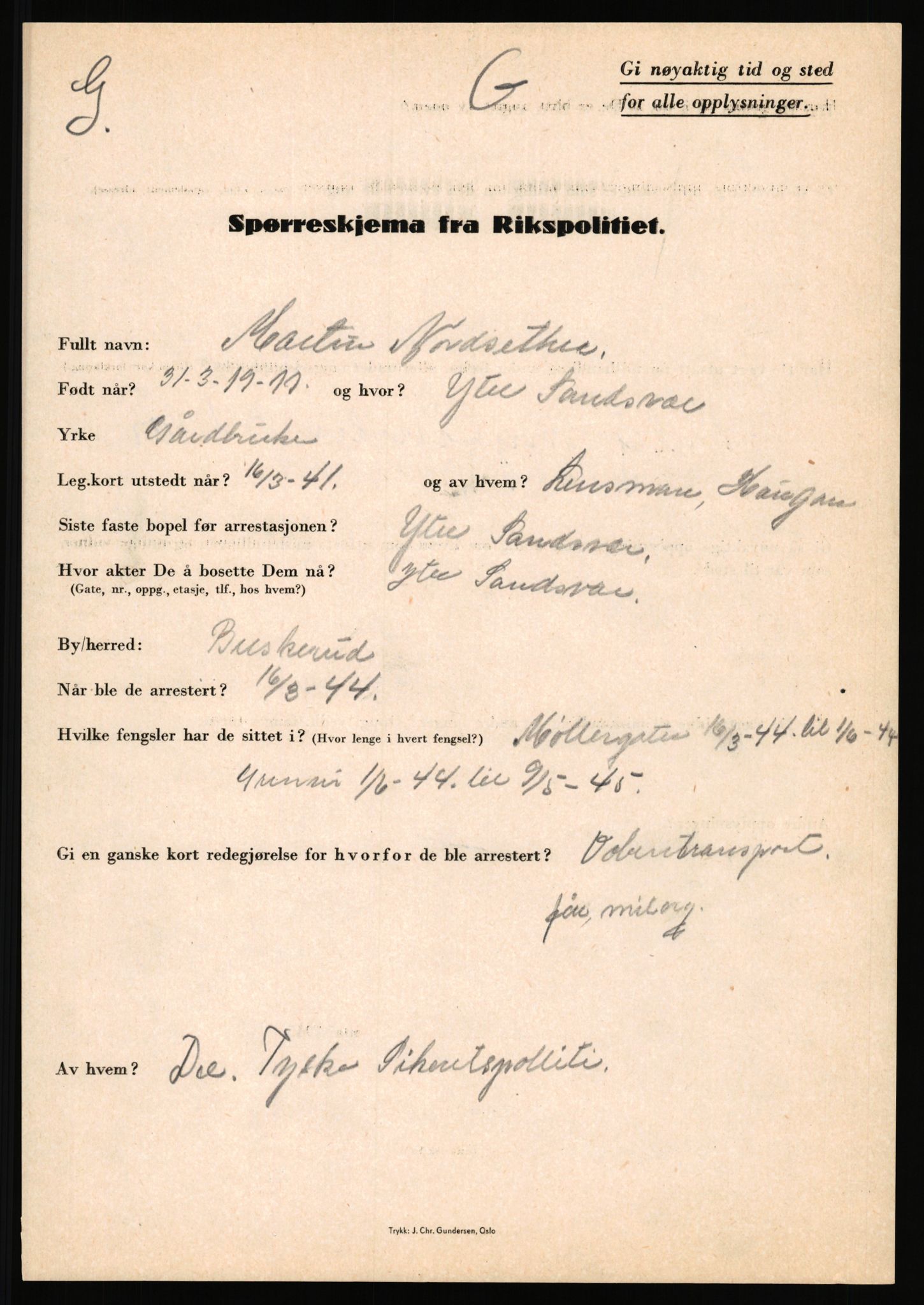 Rikspolitisjefen, AV/RA-S-1560/L/L0012: Mogensen, Øivind - Noraas, Lars, 1940-1945, p. 1044