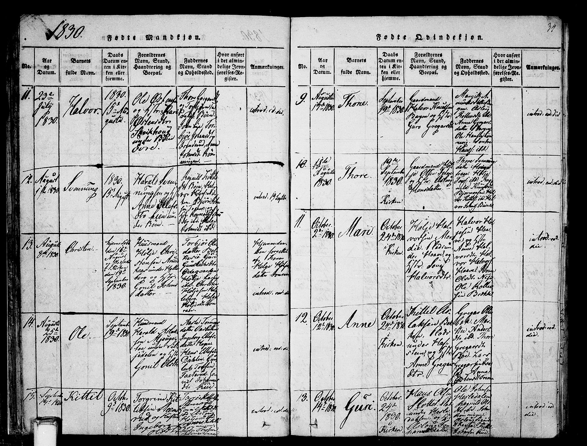 Gransherad kirkebøker, SAKO/A-267/F/Fa/L0001: Parish register (official) no. I 1, 1815-1843, p. 34