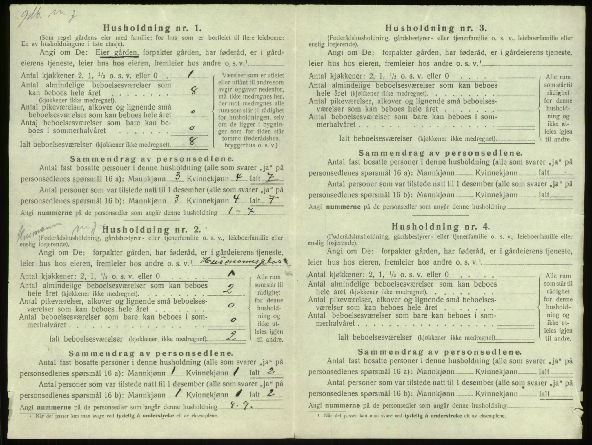 SAB, 1920 census for Årdal, 1920, p. 196