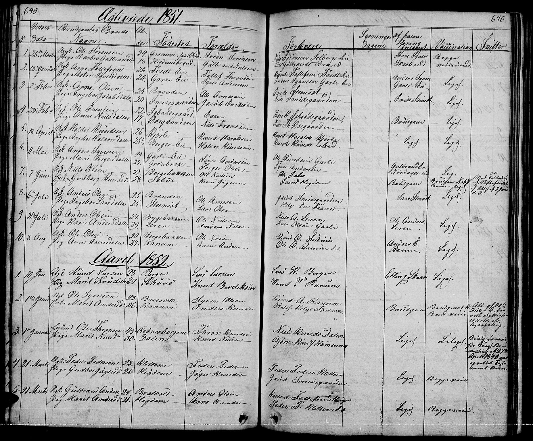 Nord-Aurdal prestekontor, SAH/PREST-132/H/Ha/Hab/L0001: Parish register (copy) no. 1, 1834-1887, p. 645-646