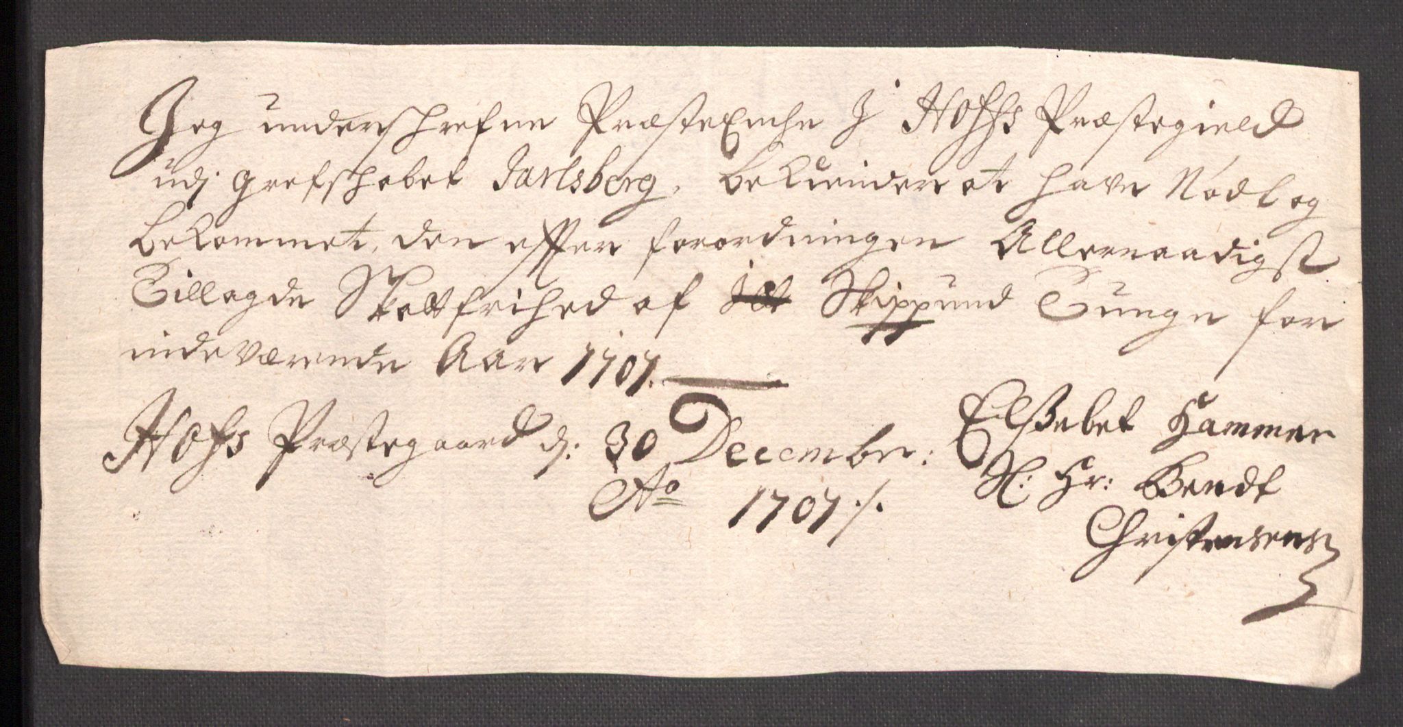 Rentekammeret inntil 1814, Reviderte regnskaper, Fogderegnskap, RA/EA-4092/R32/L1872: Fogderegnskap Jarlsberg grevskap, 1706-1707, p. 491