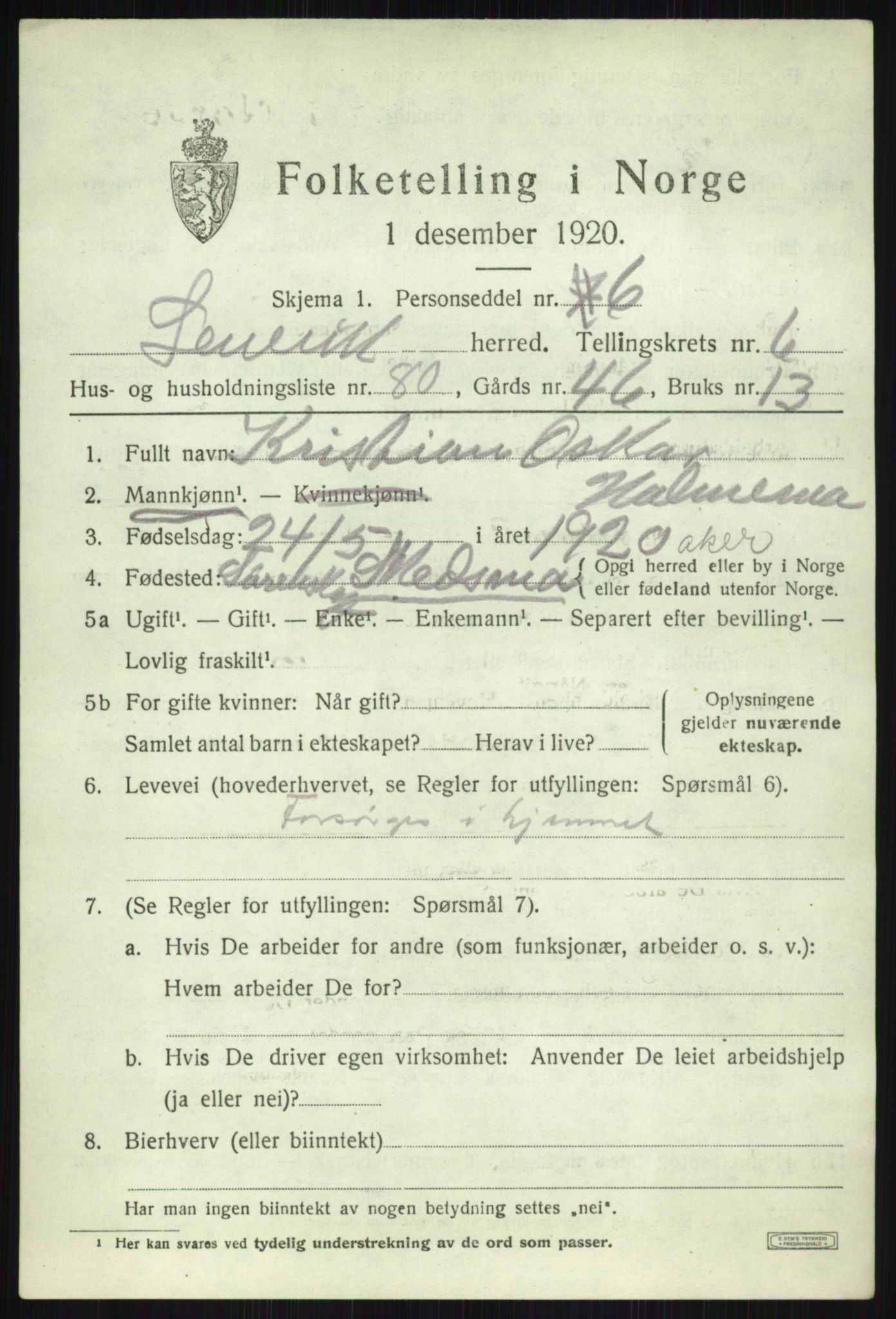 SATØ, 1920 census for Lenvik, 1920, p. 9034