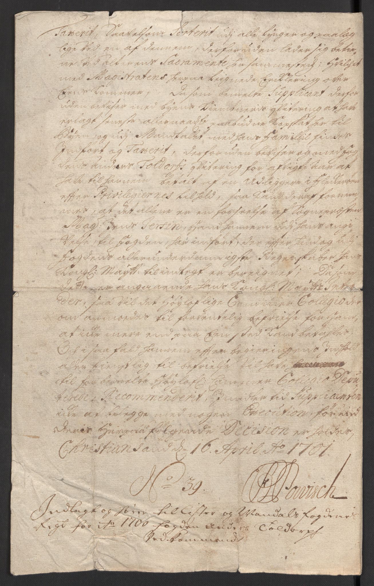 Rentekammeret inntil 1814, Reviderte regnskaper, Fogderegnskap, AV/RA-EA-4092/R43/L2548: Fogderegnskap Lista og Mandal, 1700, p. 276