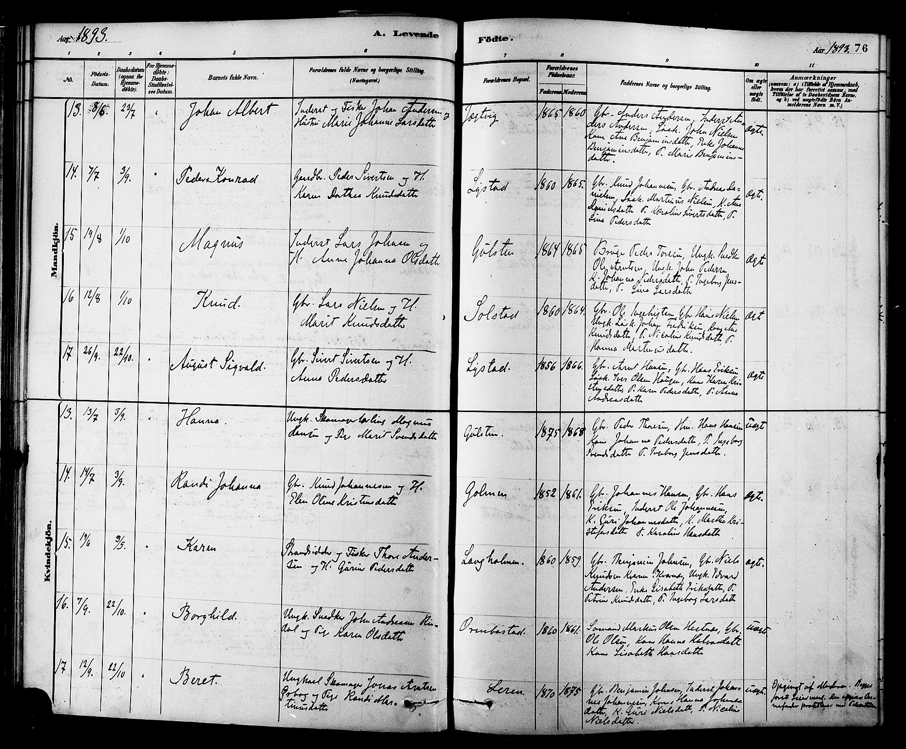 Ministerialprotokoller, klokkerbøker og fødselsregistre - Møre og Romsdal, AV/SAT-A-1454/577/L0896: Parish register (official) no. 577A03, 1880-1898, p. 76