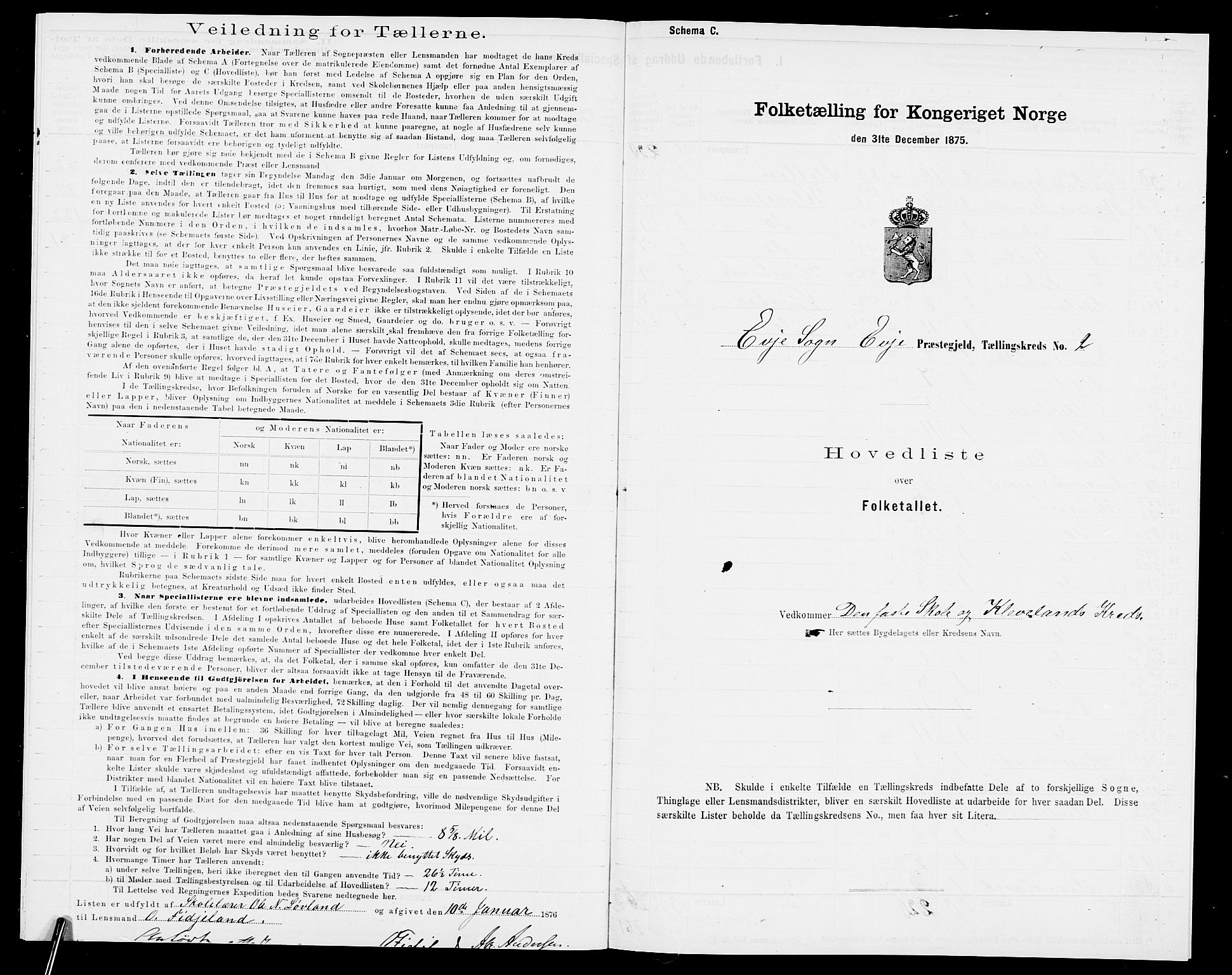 SAK, 1875 census for 0934P Evje, 1875, p. 12