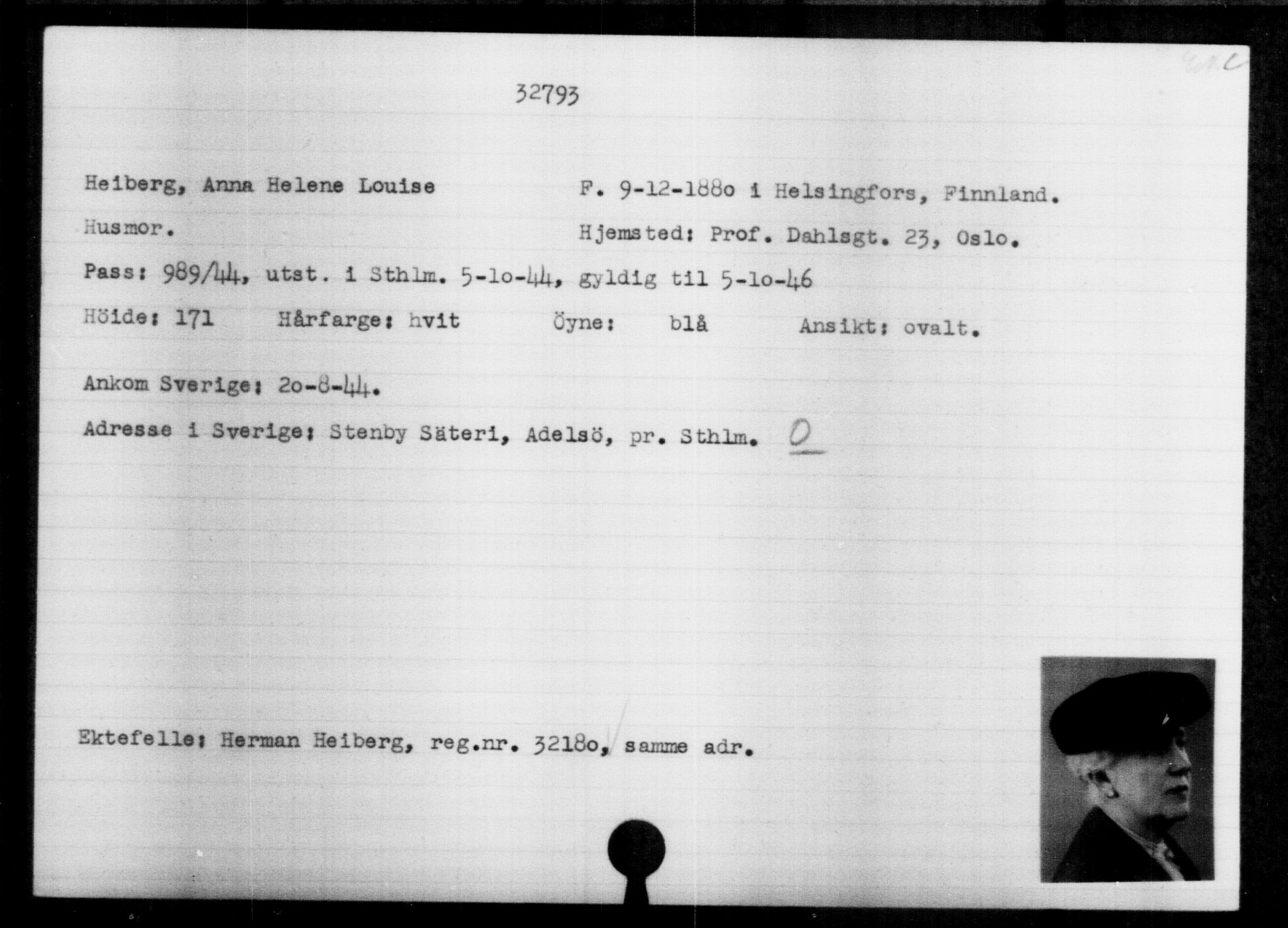 Utenriksstasjonene, Legasjonen i Stockholm, Flyktningkontoret, AV/RA-S-6753/V/Va/L0013: Kjesäterkartoteket, flyktninger med registreringsnr. 31500-34731, 1940-1945, p. 1355