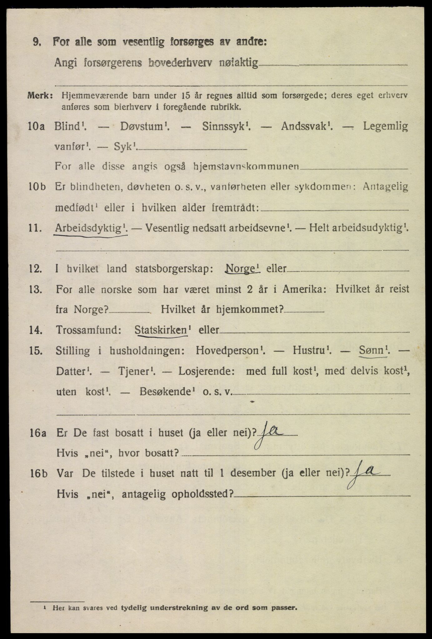 SAK, 1920 census for Spangereid, 1920, p. 1538