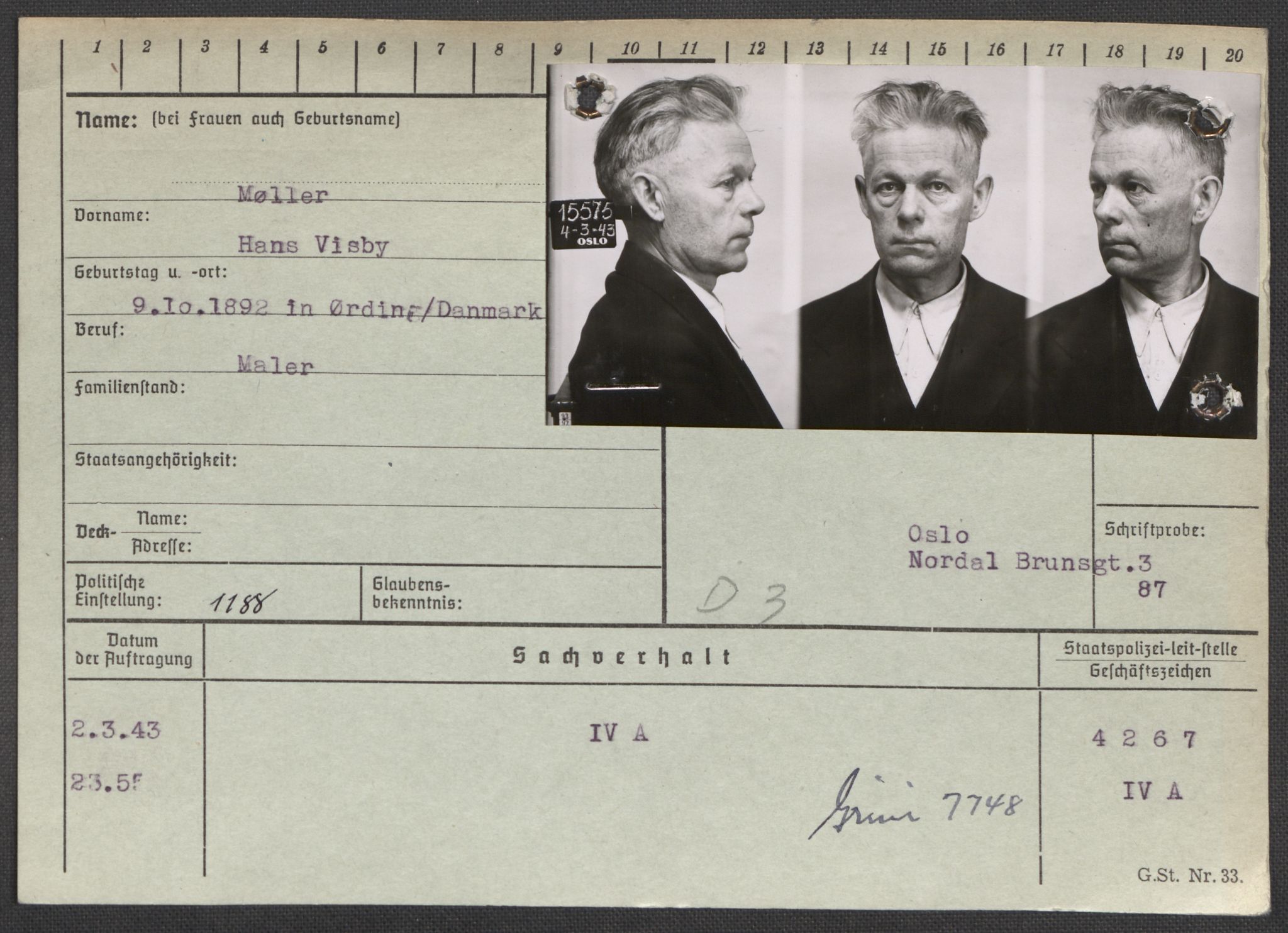 Befehlshaber der Sicherheitspolizei und des SD, AV/RA-RAFA-5969/E/Ea/Eaa/L0007: Register over norske fanger i Møllergata 19: Lundb-N, 1940-1945, p. 942