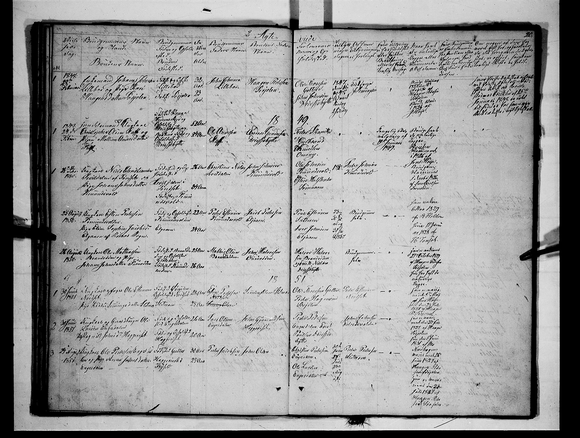 Rendalen prestekontor, SAH/PREST-054/H/Ha/Hab/L0001: Parish register (copy) no. 1, 1847-1857, p. 20