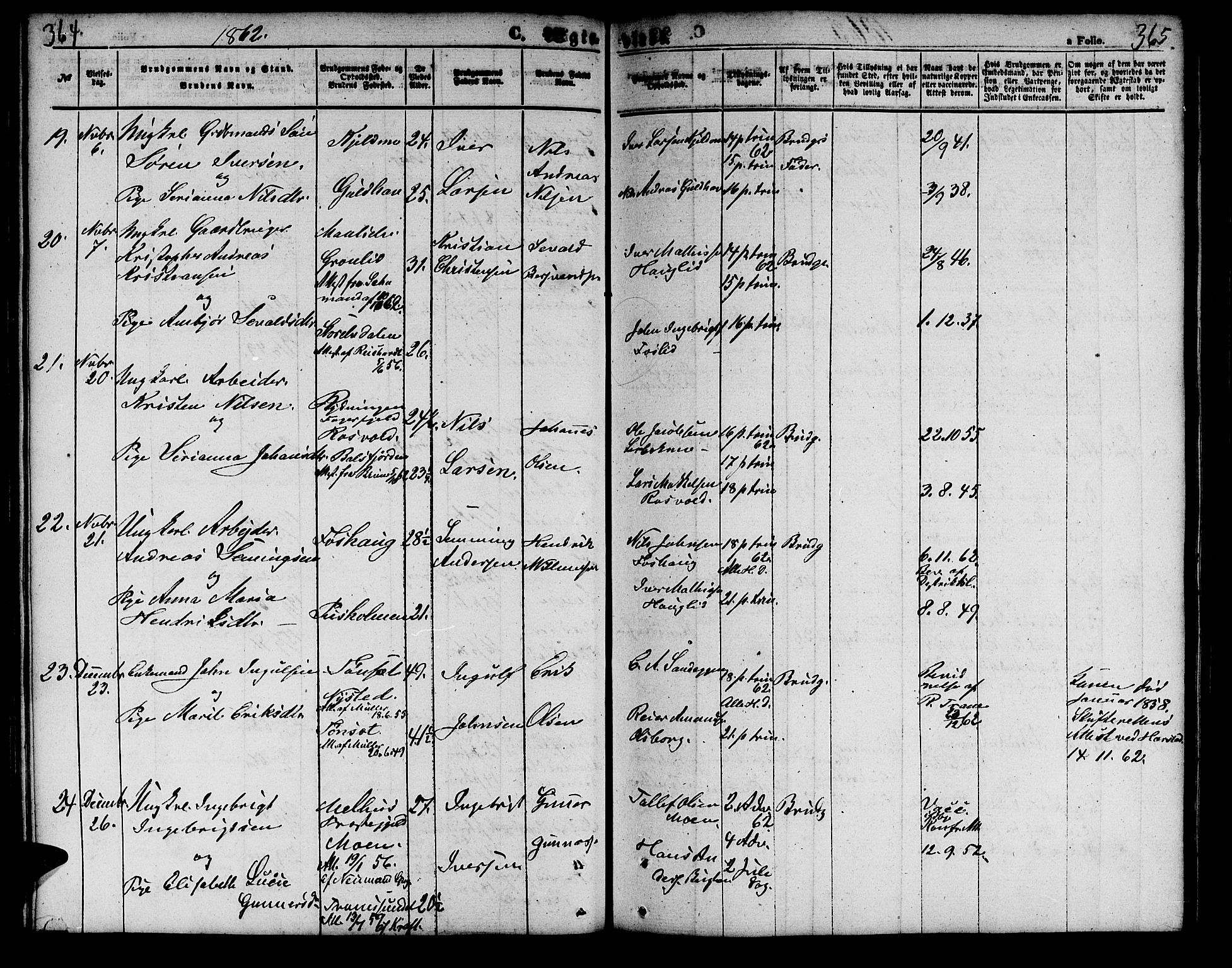 Målselv sokneprestembete, SATØ/S-1311/G/Ga/Gab/L0001klokker: Parish register (copy) no. 1, 1856-1866, p. 364-365