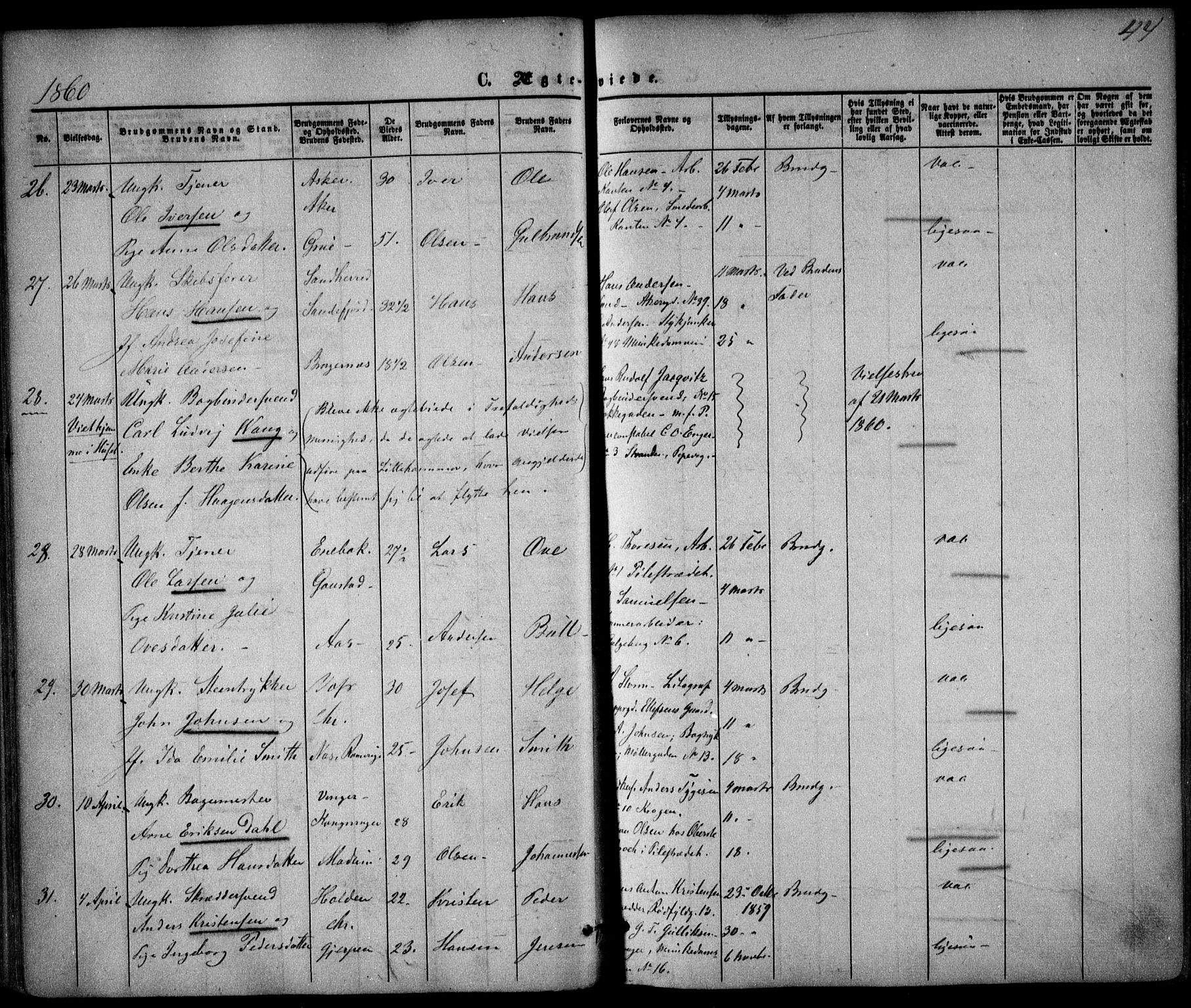 Trefoldighet prestekontor Kirkebøker, AV/SAO-A-10882/F/Fc/L0001: Parish register (official) no. III 1, 1858-1874, p. 44