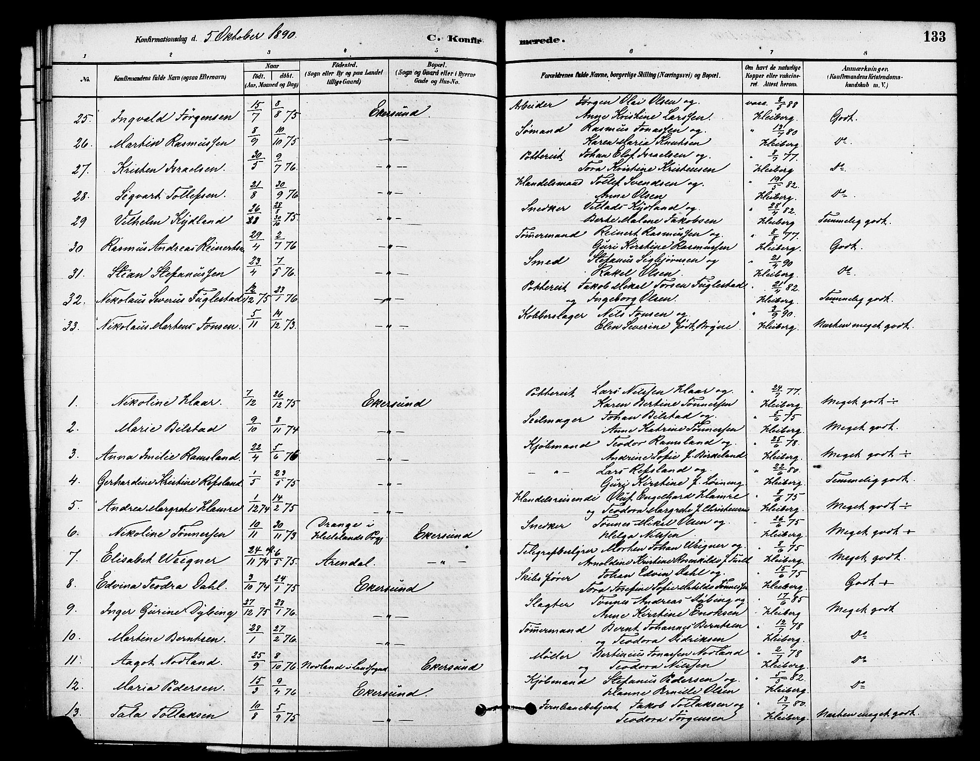 Eigersund sokneprestkontor, AV/SAST-A-101807/S08/L0015: Parish register (official) no. A 15, 1879-1892, p. 133