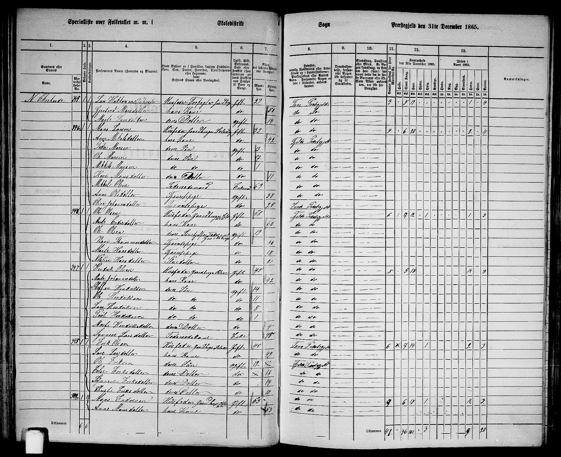 RA, 1865 census for Fjell, 1865, p. 49
