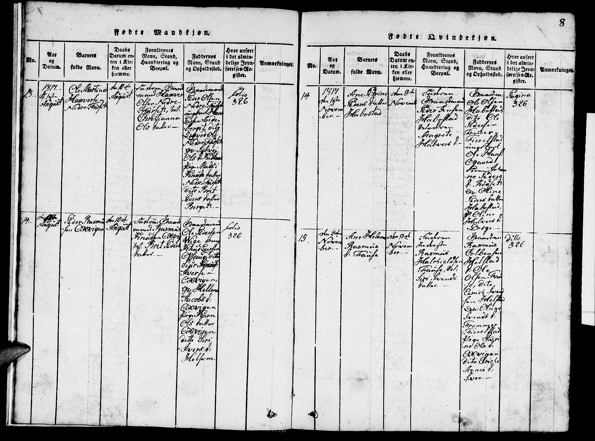 Ministerialprotokoller, klokkerbøker og fødselsregistre - Møre og Romsdal, AV/SAT-A-1454/520/L0289: Parish register (copy) no. 520C01, 1817-1837, p. 8