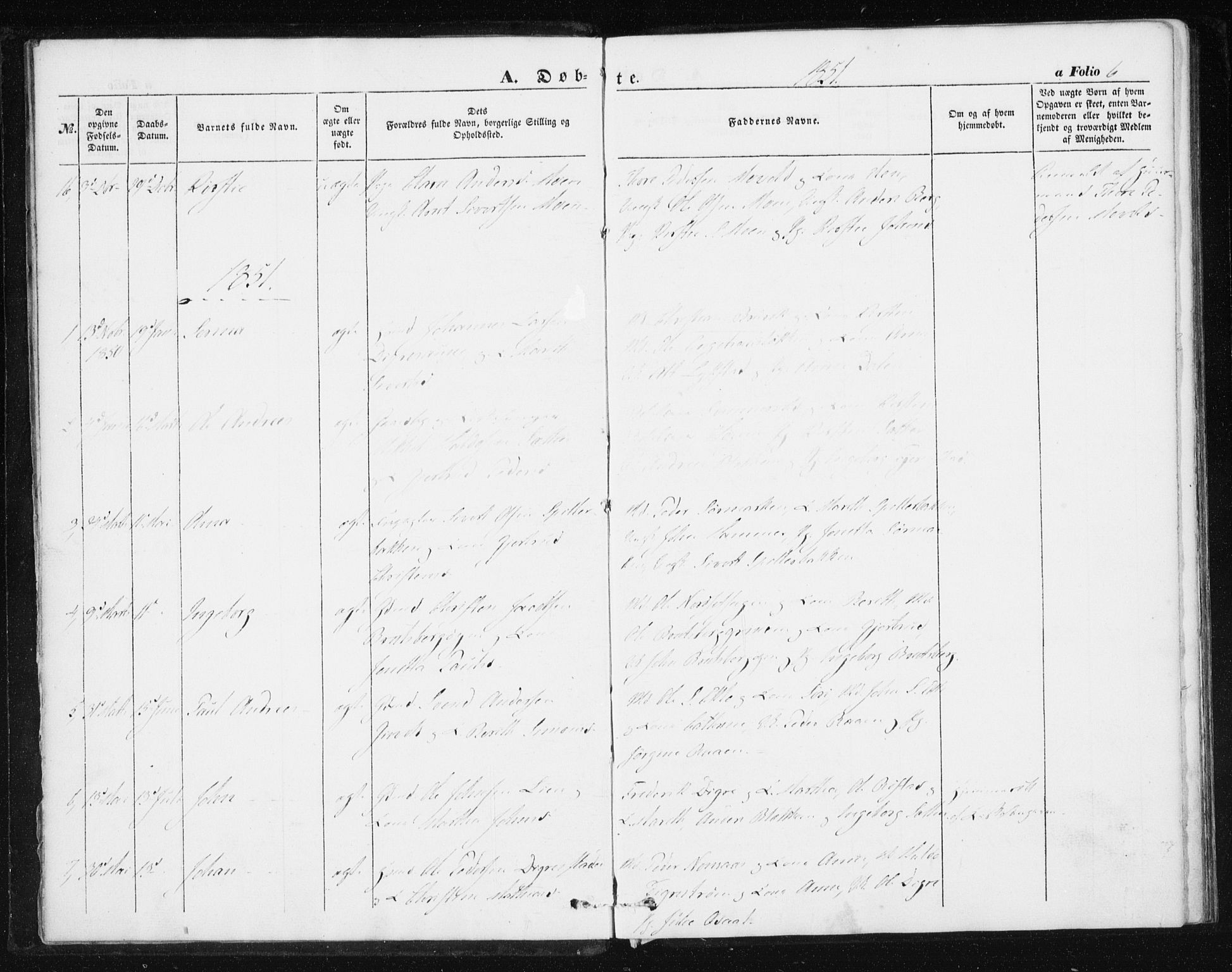 Ministerialprotokoller, klokkerbøker og fødselsregistre - Sør-Trøndelag, SAT/A-1456/608/L0332: Parish register (official) no. 608A01, 1848-1861, p. 6