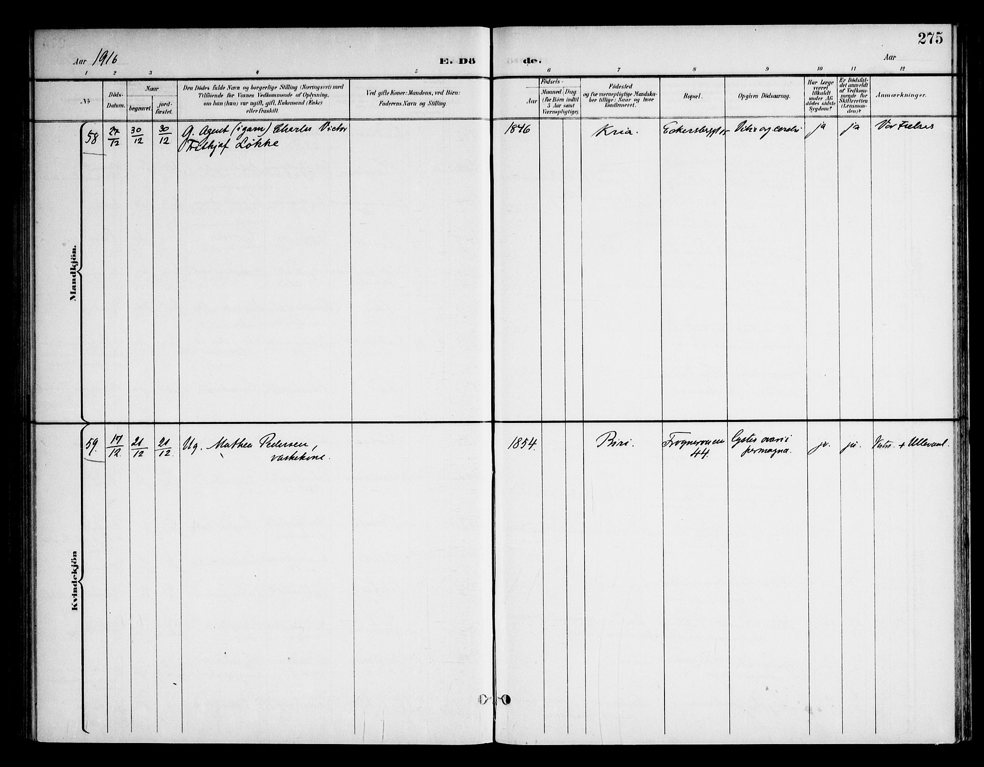 Frogner prestekontor Kirkebøker, AV/SAO-A-10886/F/Fa/L0004: Parish register (official) no. 4, 1898-1921, p. 275