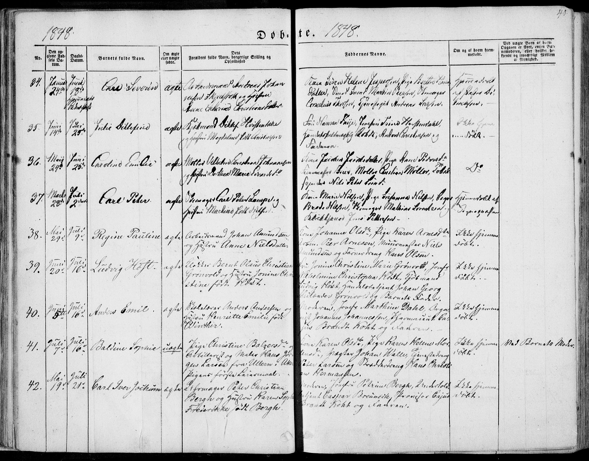 Tønsberg kirkebøker, SAKO/A-330/F/Fa/L0007: Parish register (official) no. I 7, 1845-1854, p. 40